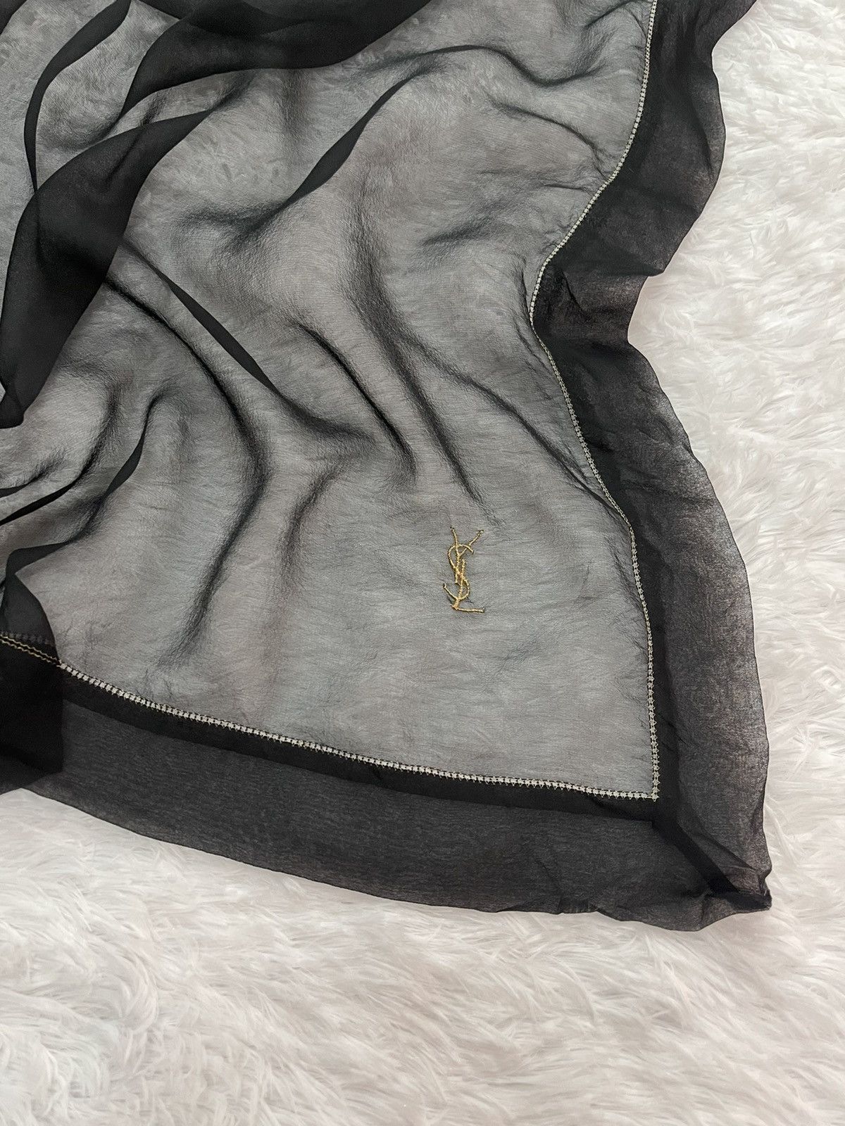 Vintage Vintage YSL Embroidery Logo Scarves Size ONE SIZE - 3 Thumbnail