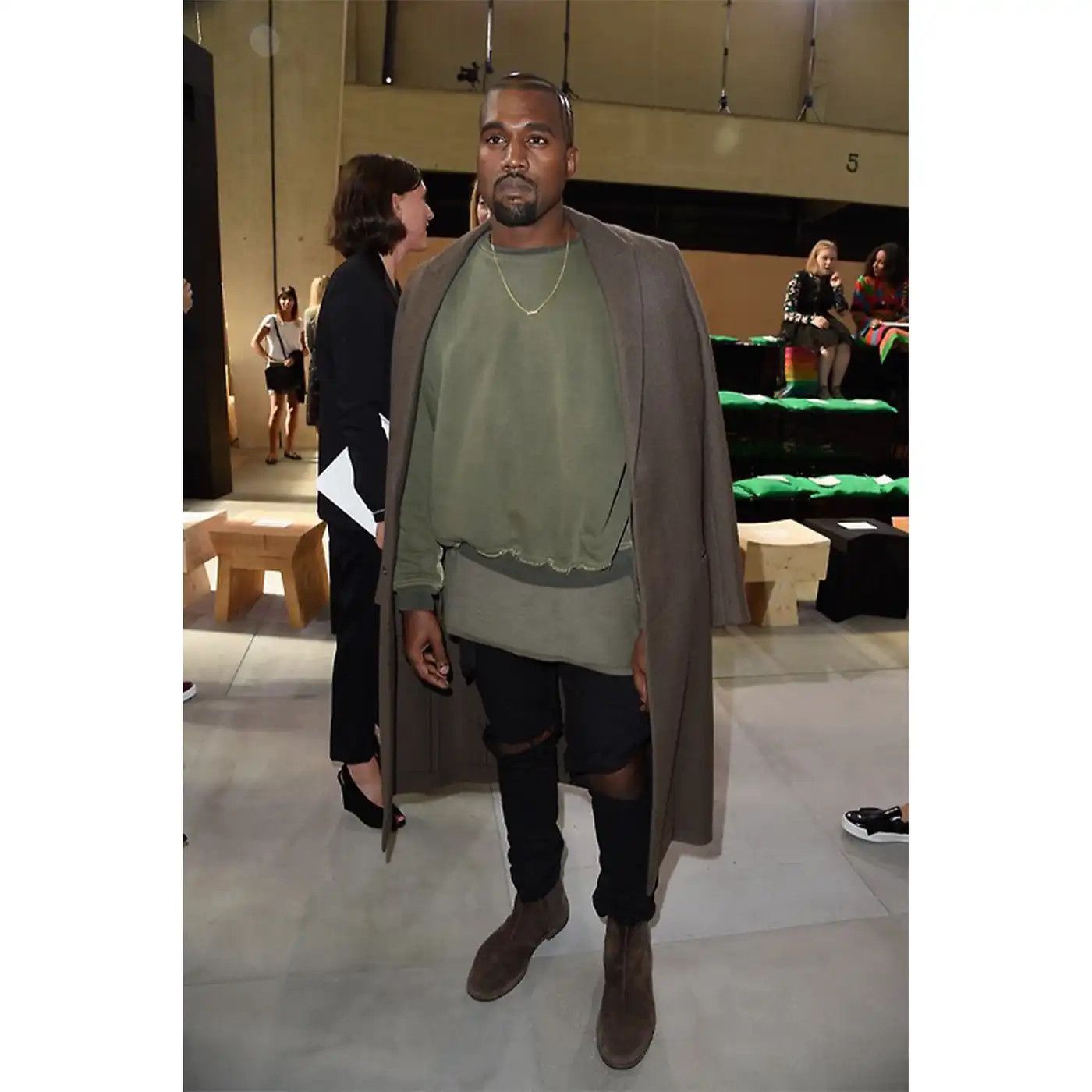 Pre-owned Haider Ackermann Fw14 Distressed Double Layer Crewneck Grey Re-ed In Green