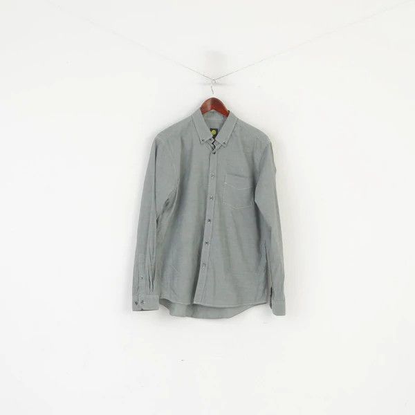 Pretty Green Pretty Green Men L Casual Shirt Gray Cotton Slim Fit 0585 Size US L / EU 52-54 / 3 - 1 Thumbnail