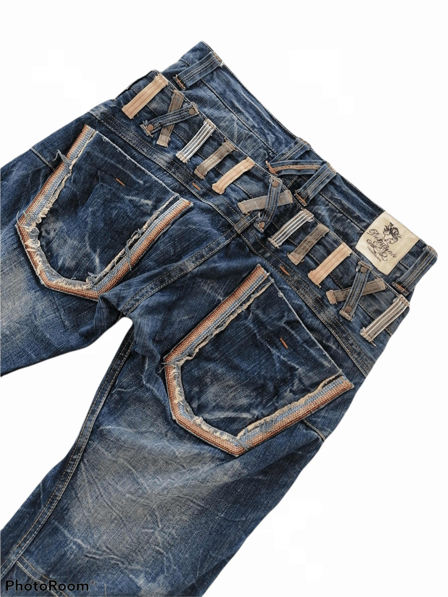 If Six Was Nine × Japanese Brand Dominate Double Waist Claw Mark Distressed Denim Pants Size US 32 / EU 48 - 2 Thumbnail