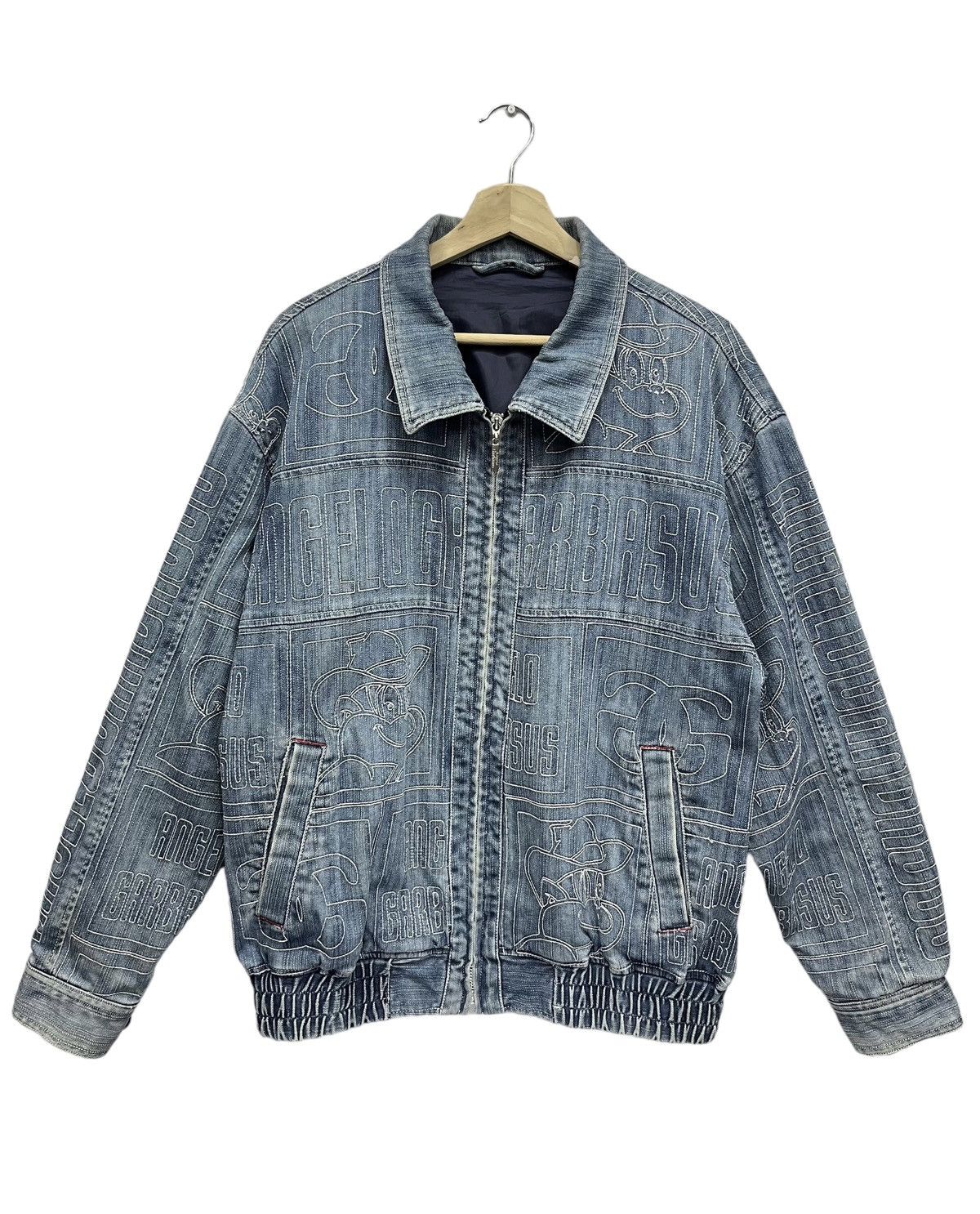 Japanese Brand 🔥Vintage 90’s ANGELO GARBASUS Full Embroidery Denim Jacket Size US M / EU 48-50 / 2 - 7 Thumbnail