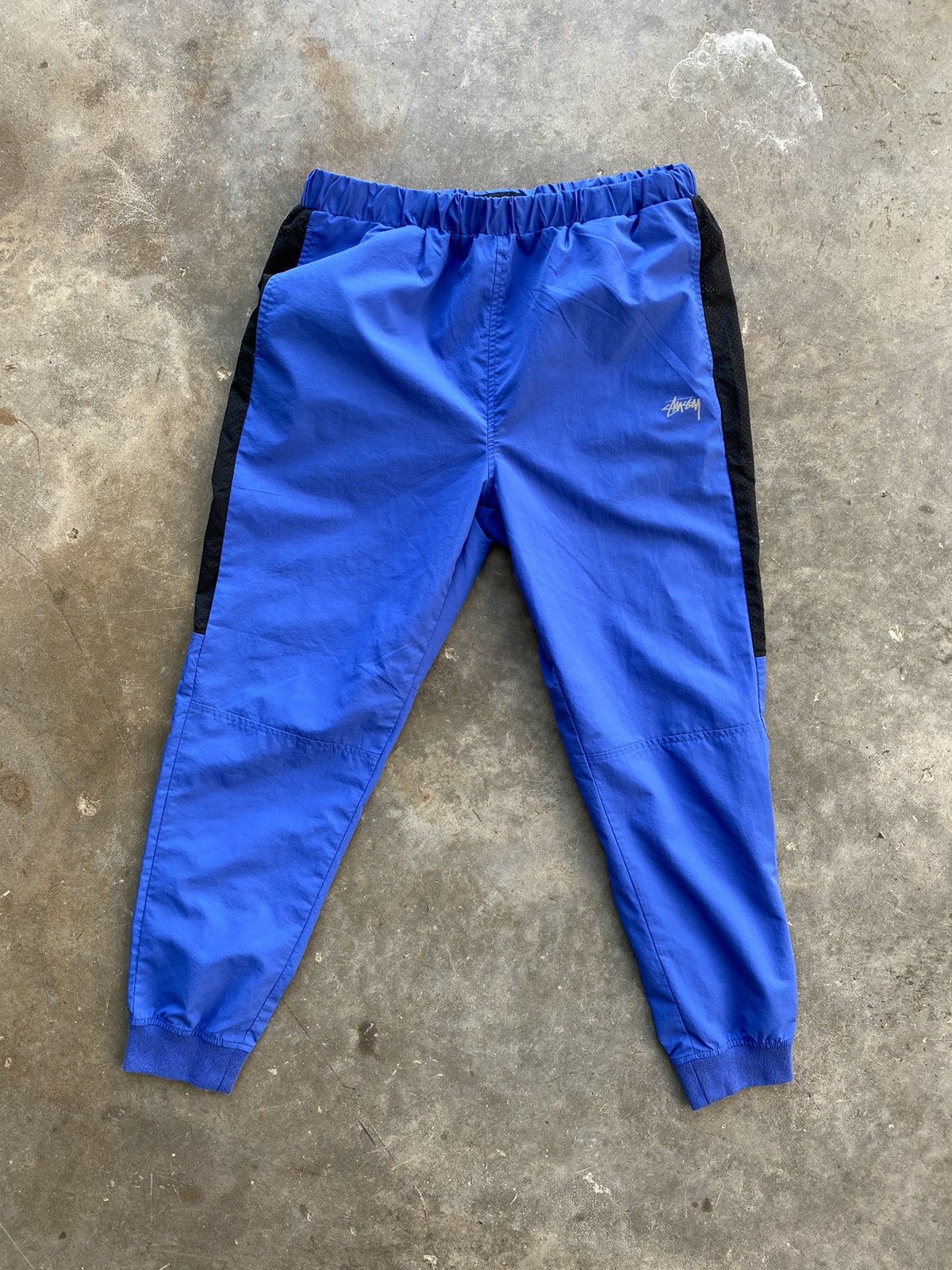 image of Stussy Paneled Blue Tech Track Logo Pants Small S Stock, Men's (Size 30)