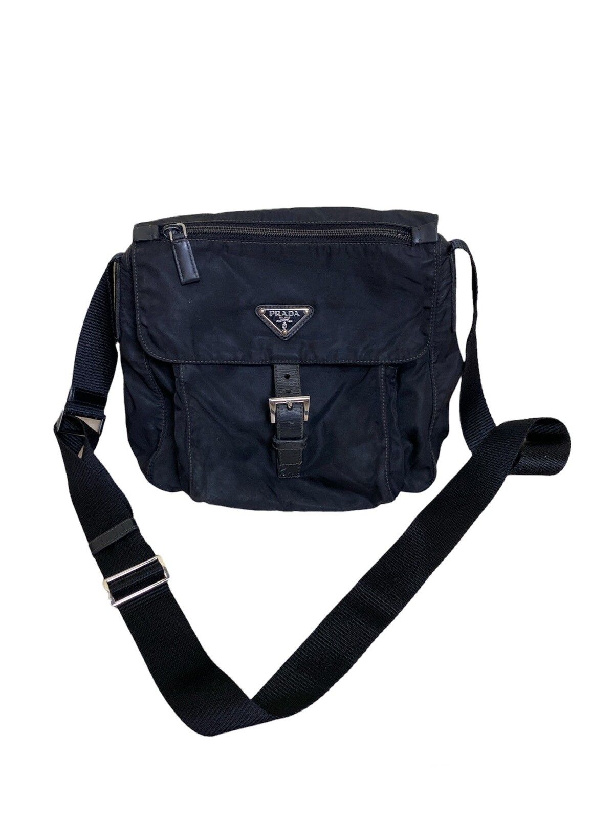 Pre-owned Prada Authentic  Black Tessuto Nylon Shoulder Crossbody Bag
