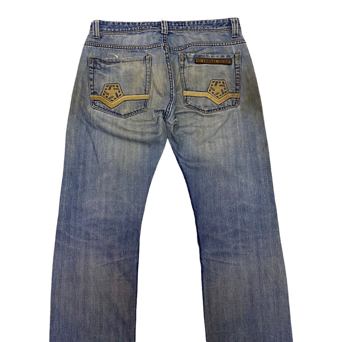 If Six Was Nine RARE🔥TRIBAL GEAR RIPPED DISTRESSED STRAIGHT CUT DENIM Size US 32 / EU 48 - 5 Thumbnail