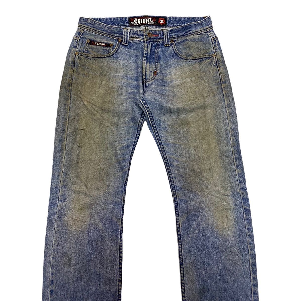 If Six Was Nine RARE🔥TRIBAL GEAR RIPPED DISTRESSED STRAIGHT CUT DENIM Size US 32 / EU 48 - 6 Thumbnail