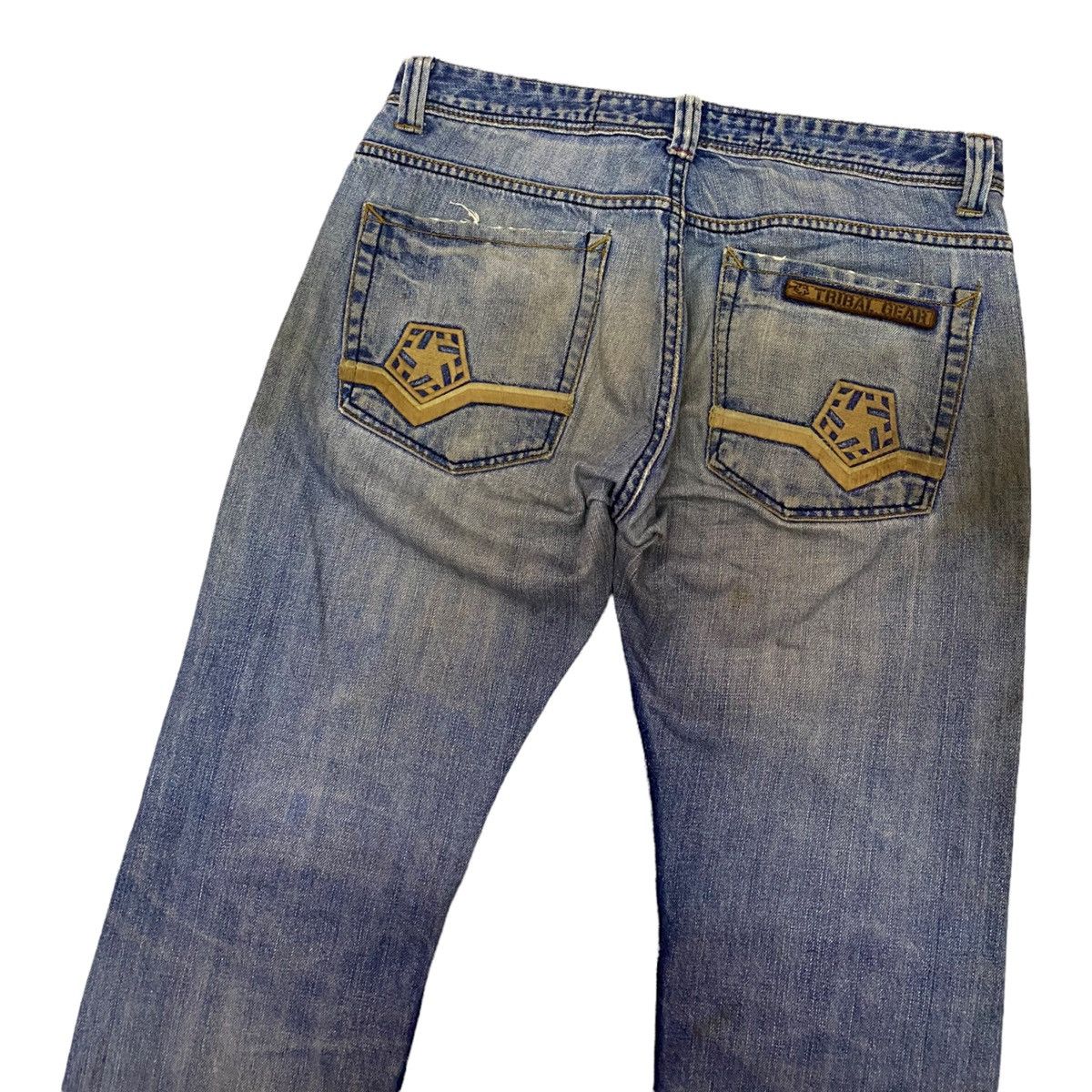 If Six Was Nine RARE🔥TRIBAL GEAR RIPPED DISTRESSED STRAIGHT CUT DENIM Size US 32 / EU 48 - 8 Thumbnail