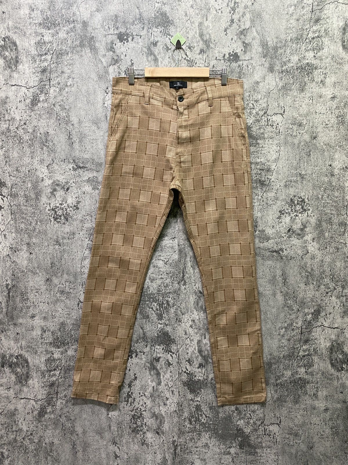 Designer × Japanese Brand Checker Tartan Plaid MONO-MART Skinny Pant Size US 32 / EU 48 - 1 Thumbnail