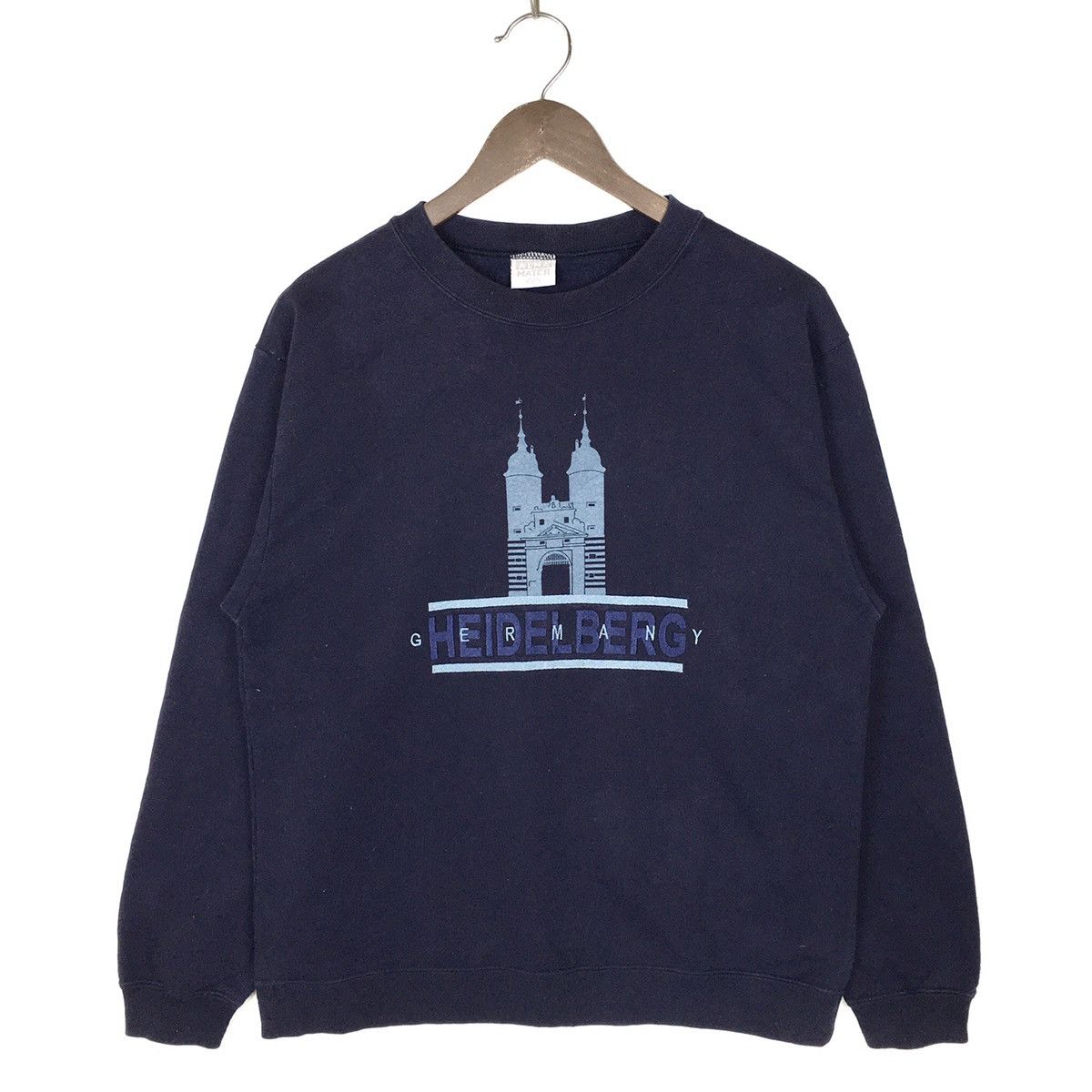 image of Vintage 90’S Heidelberg Germany Crewneck Made In France •a019 in Blue, Men's (Size Small)