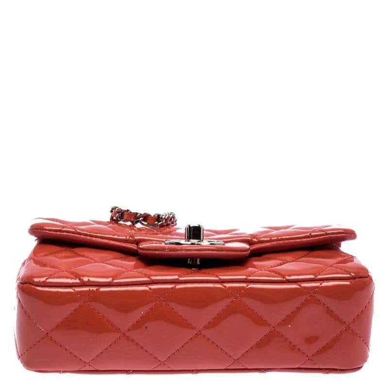 Chanel Chanel Coral Quilted Patent Leather Mini Classic Flap Bag Size ONE SIZE - 5 Thumbnail
