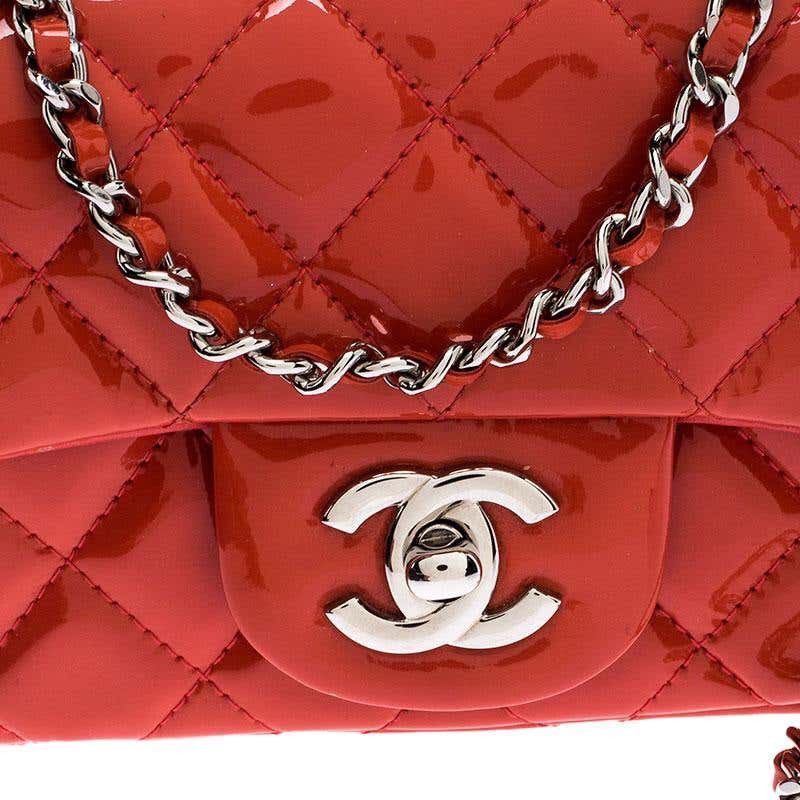 Chanel Chanel Coral Quilted Patent Leather Mini Classic Flap Bag Size ONE SIZE - 3 Thumbnail