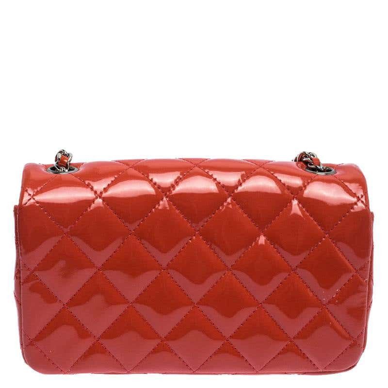 Chanel Chanel Coral Quilted Patent Leather Mini Classic Flap Bag Size ONE SIZE - 6 Thumbnail
