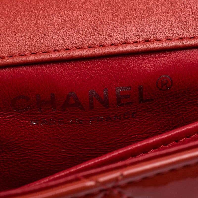 Chanel Chanel Coral Quilted Patent Leather Mini Classic Flap Bag Size ONE SIZE - 7 Thumbnail