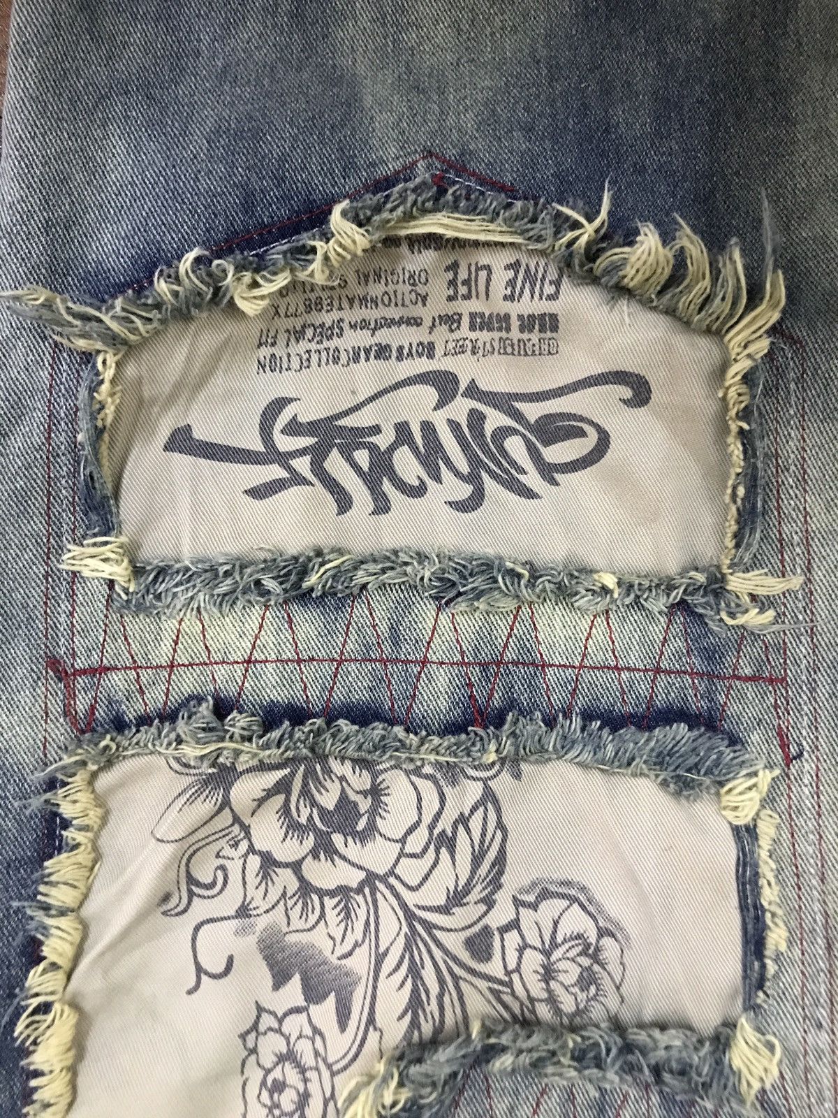 20471120 × Beauty Beast × Vintage Japanese Brand Gun Wolf Machine Head Patches Jeans Size US 29 - 7 Thumbnail