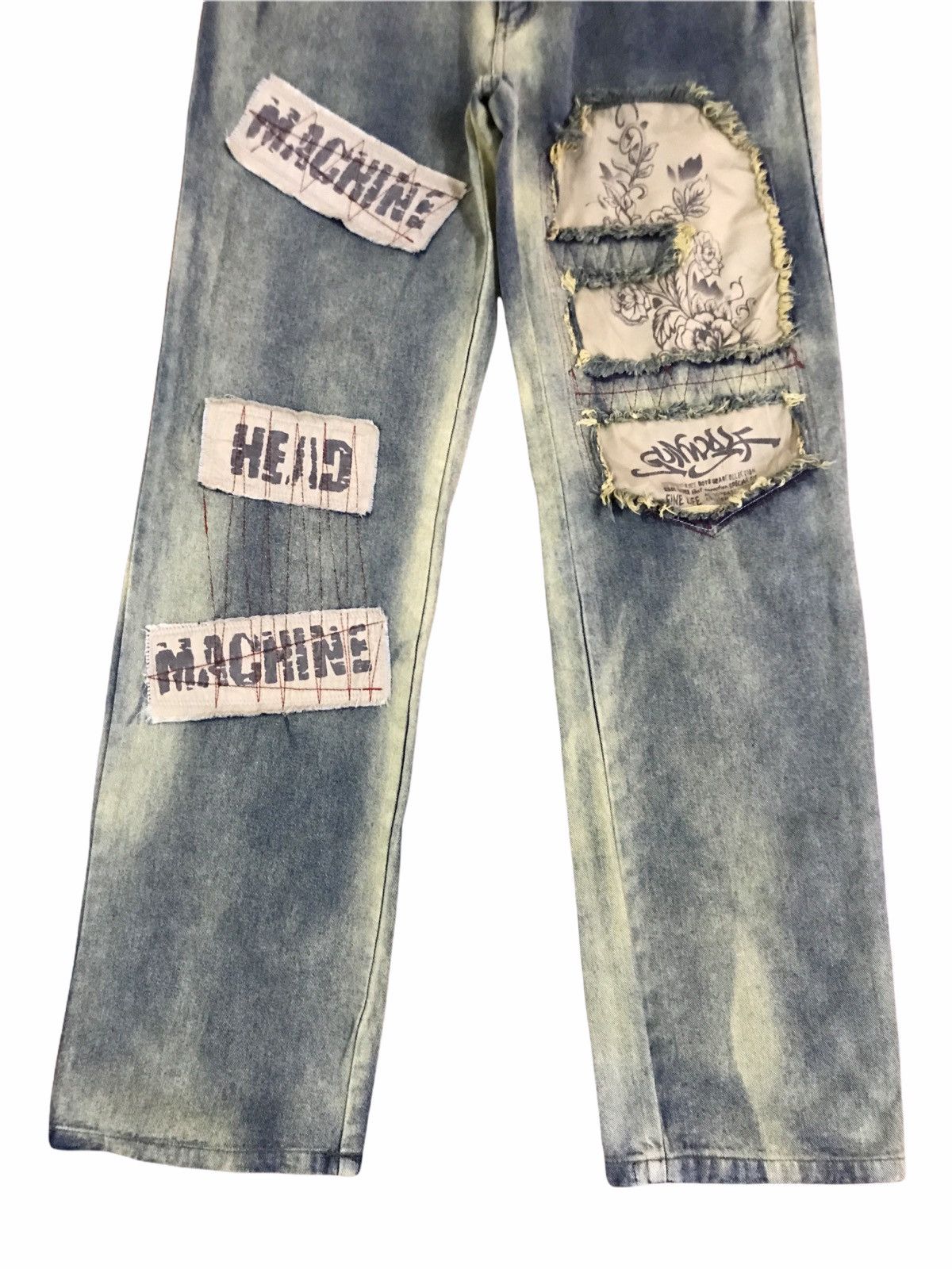 20471120 × Beauty Beast × Vintage Japanese Brand Gun Wolf Machine Head Patches Jeans Size US 29 - 5 Thumbnail
