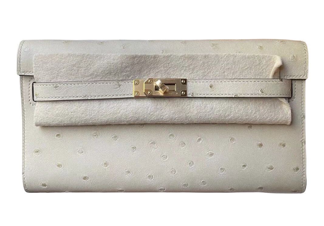 Hermes Kelly Classique To Go Wallet Ostrich Leather Gold Hardware Size ONE SIZE - 1 Thumbnail