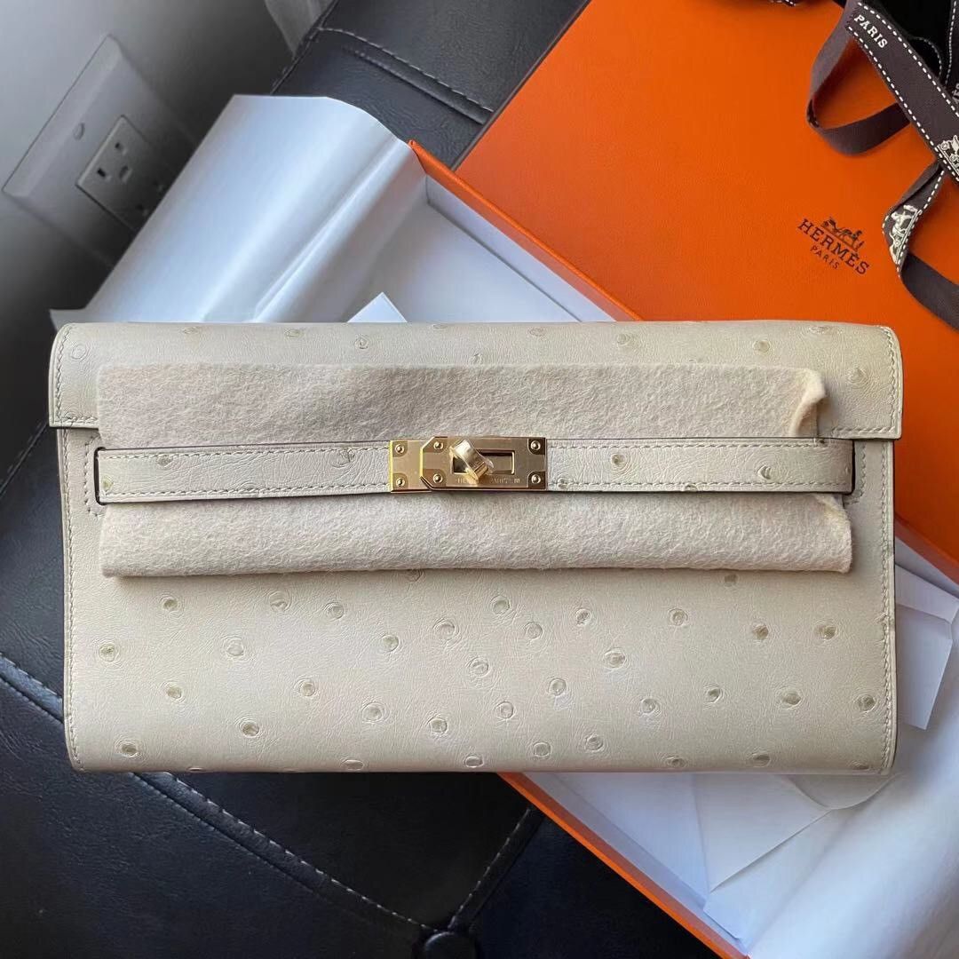 Hermes Kelly Classique To Go Wallet Ostrich Leather Gold Hardware Size ONE SIZE - 3 Thumbnail