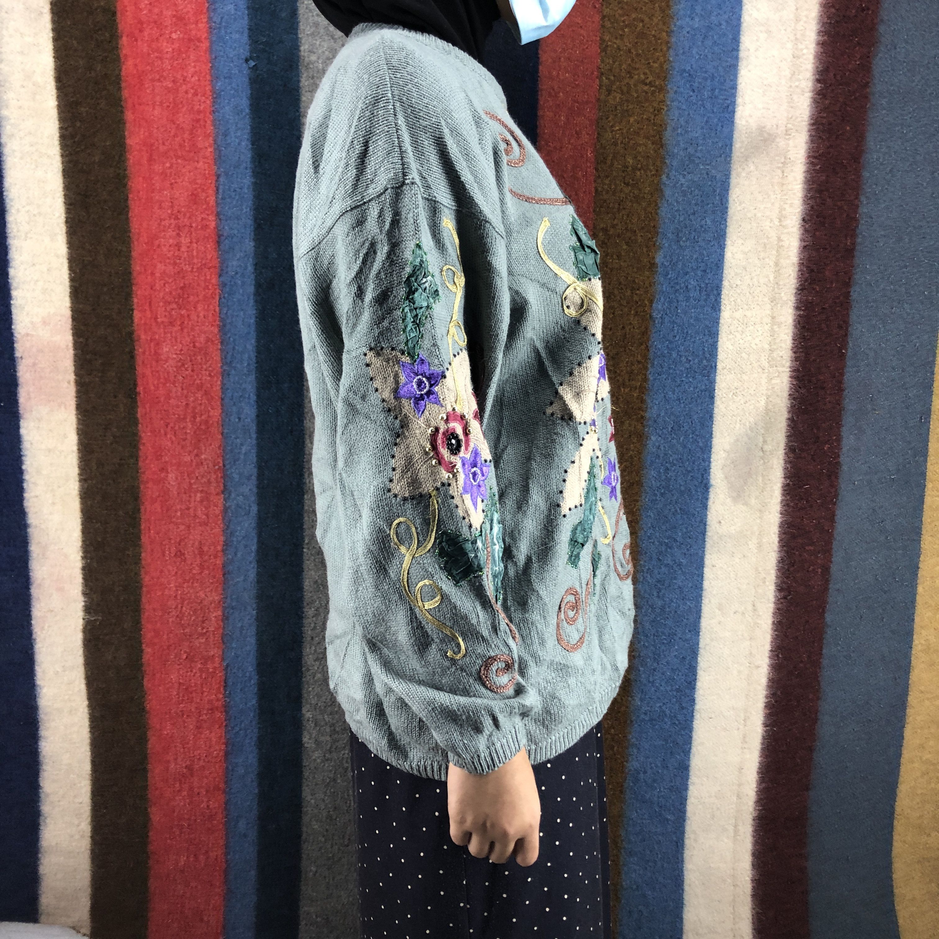 Japanese Brand FASHION PARK Women Knitwear Flower Design #0463/T Size M / US 6-8 / IT 42-44 - 5 Thumbnail