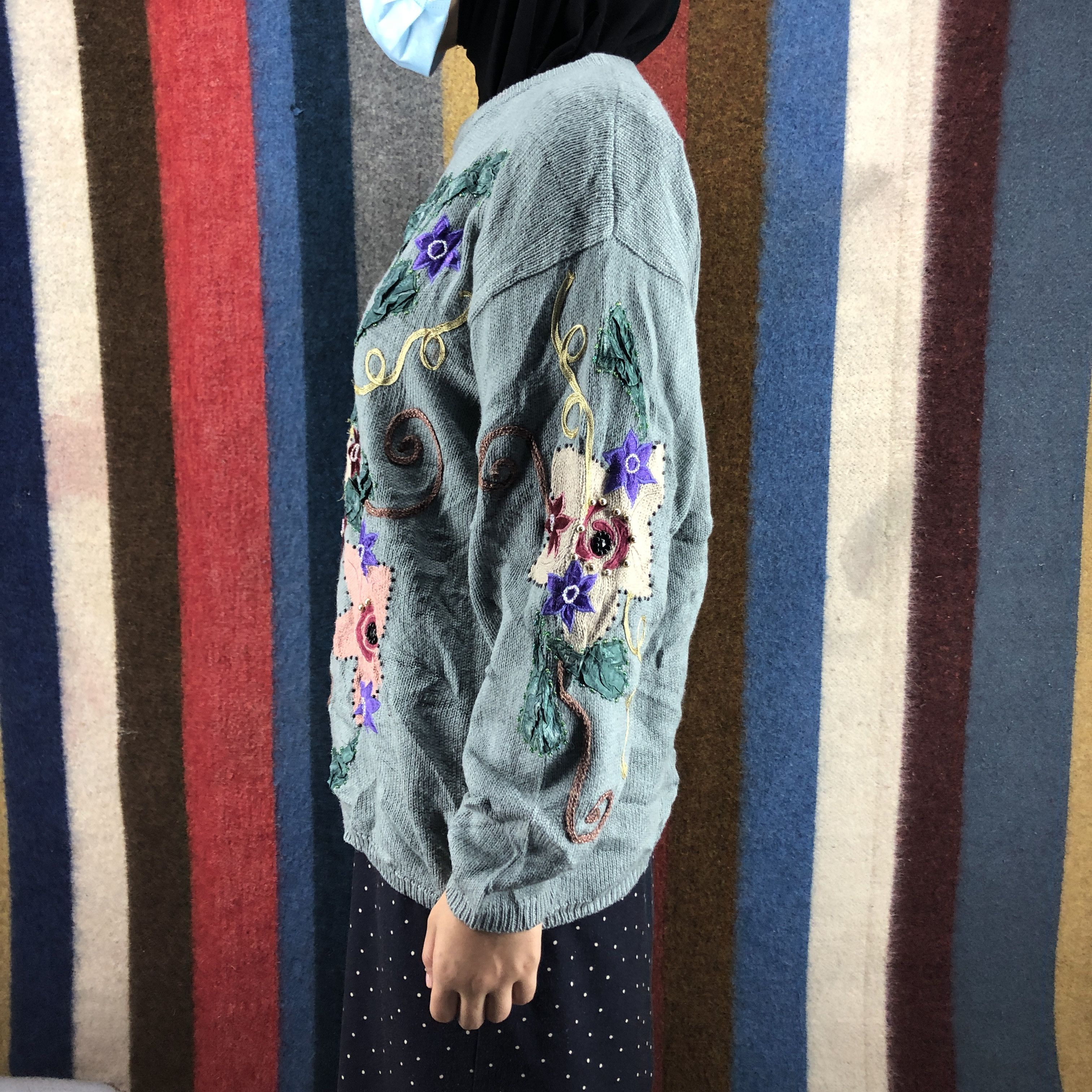 Japanese Brand FASHION PARK Women Knitwear Flower Design #0463/T Size M / US 6-8 / IT 42-44 - 4 Thumbnail