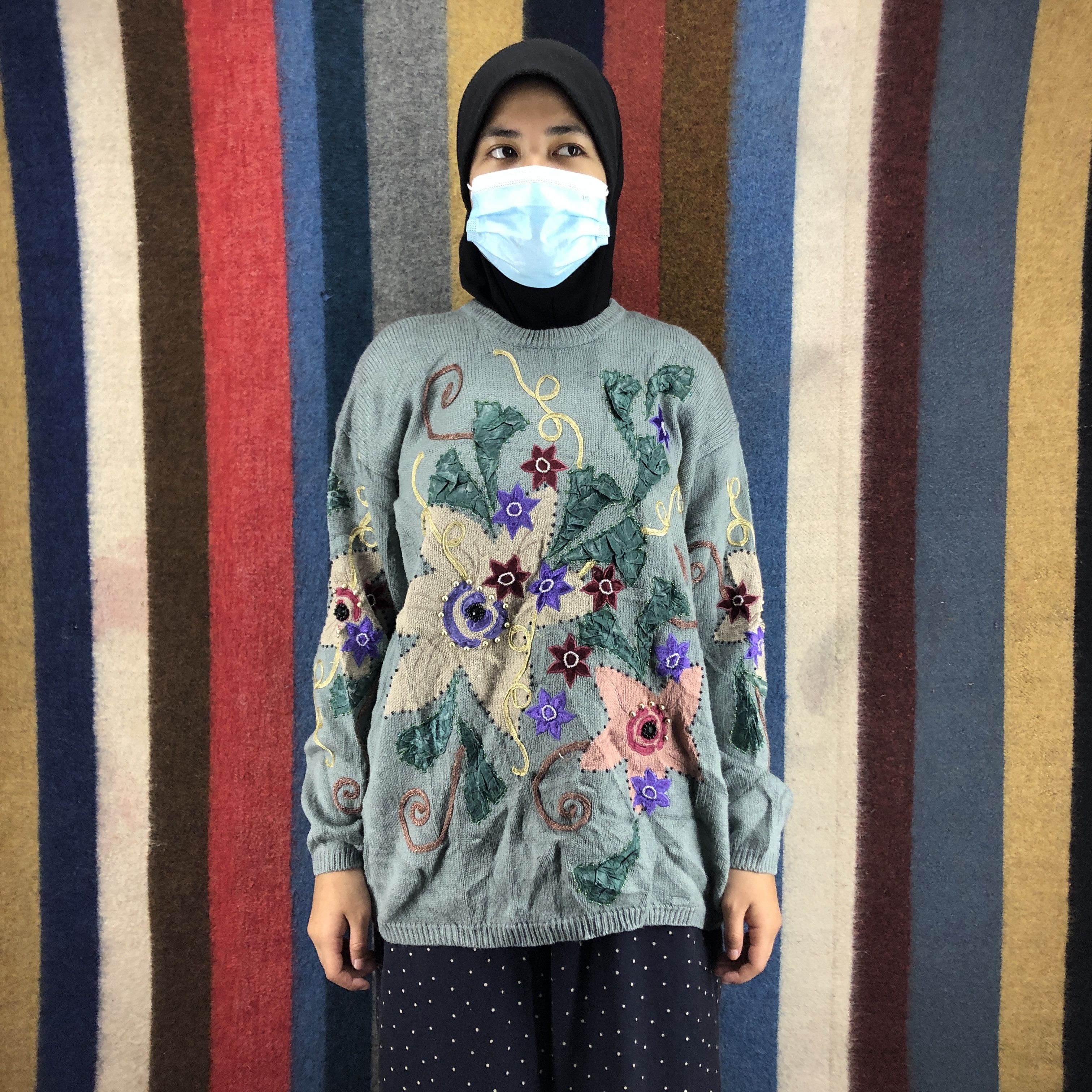 Japanese Brand FASHION PARK Women Knitwear Flower Design #0463/T Size M / US 6-8 / IT 42-44 - 1 Thumbnail