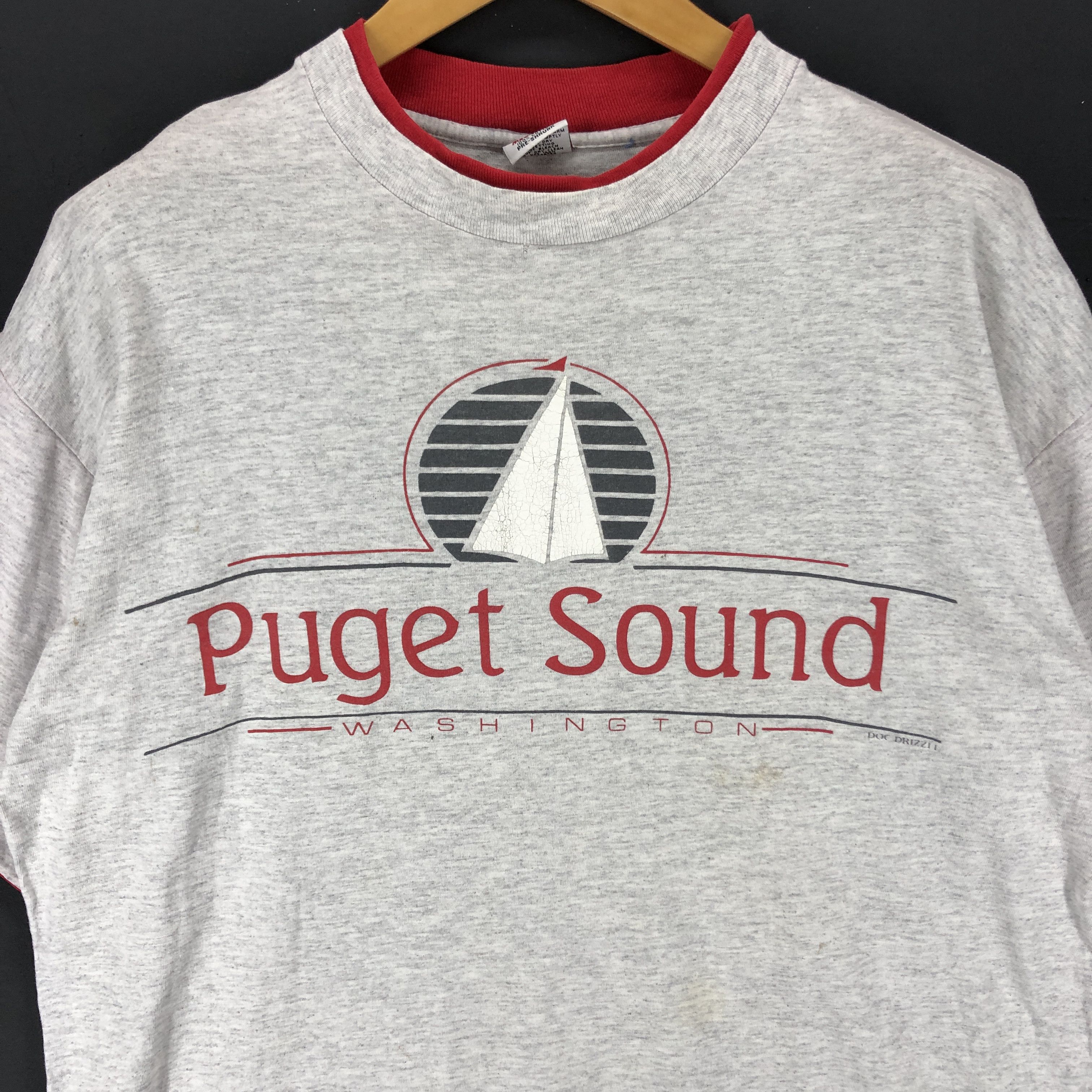 Signal Sport 90s Vintage PUGET SOUND Crew Neck T Shirt #2095-71 Size US XL / EU 56 / 4 - 2 Thumbnail