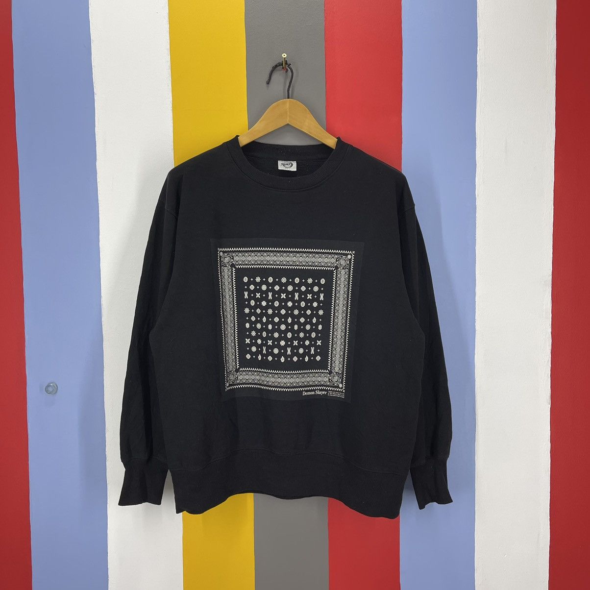 image of Anima x Gu Demon Slayer By Gu Crew Neck Sweatshirt 1095/am in Black, Men's (Size Large)