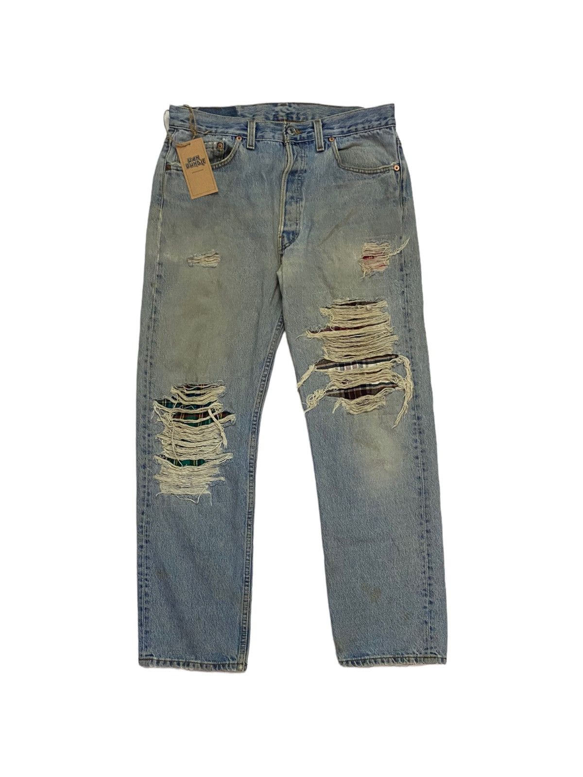 Levi's Vintage Levi's 501 Distressed Punk Bondage Style made USA Size US 32 / EU 48 - 1 Thumbnail
