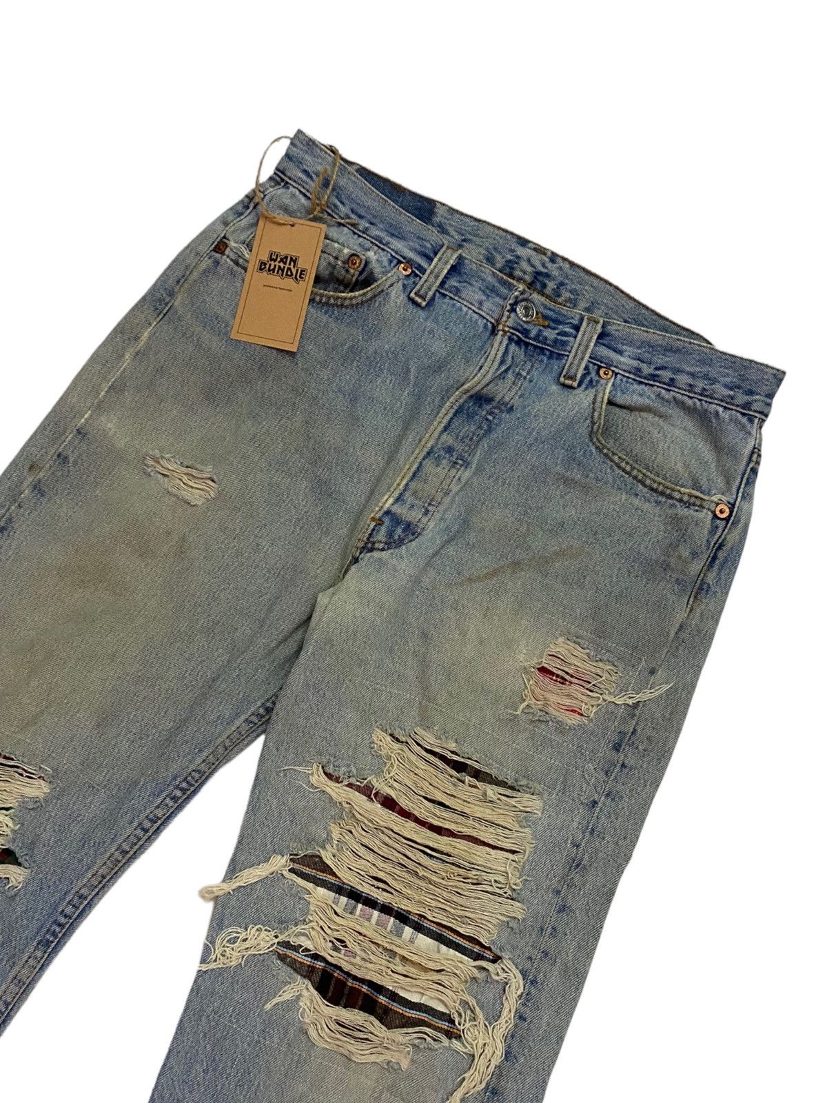Levi's Vintage Levi's 501 Distressed Punk Bondage Style made USA Size US 32 / EU 48 - 2 Thumbnail