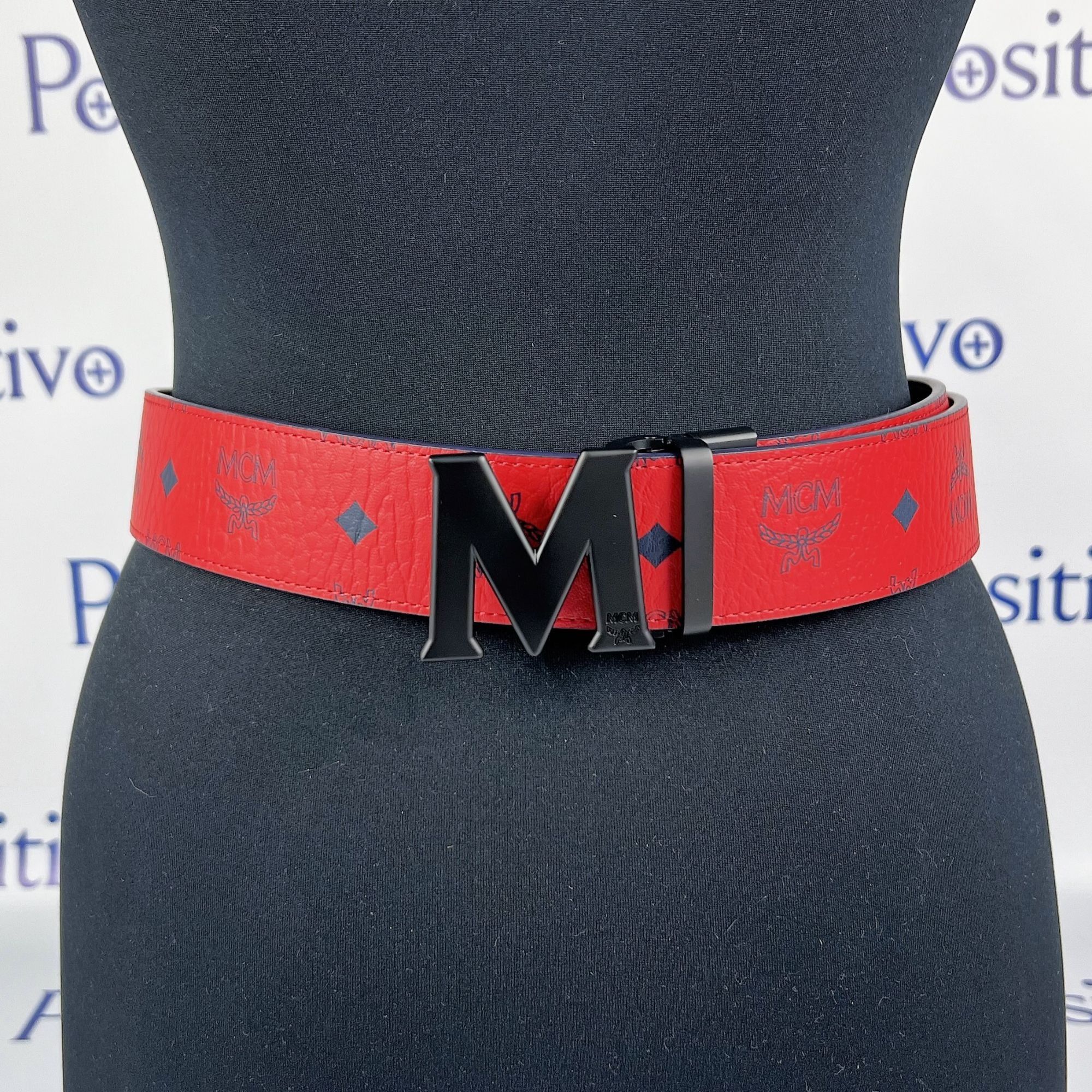 mcm reversable belt red and black With Forced Holes !