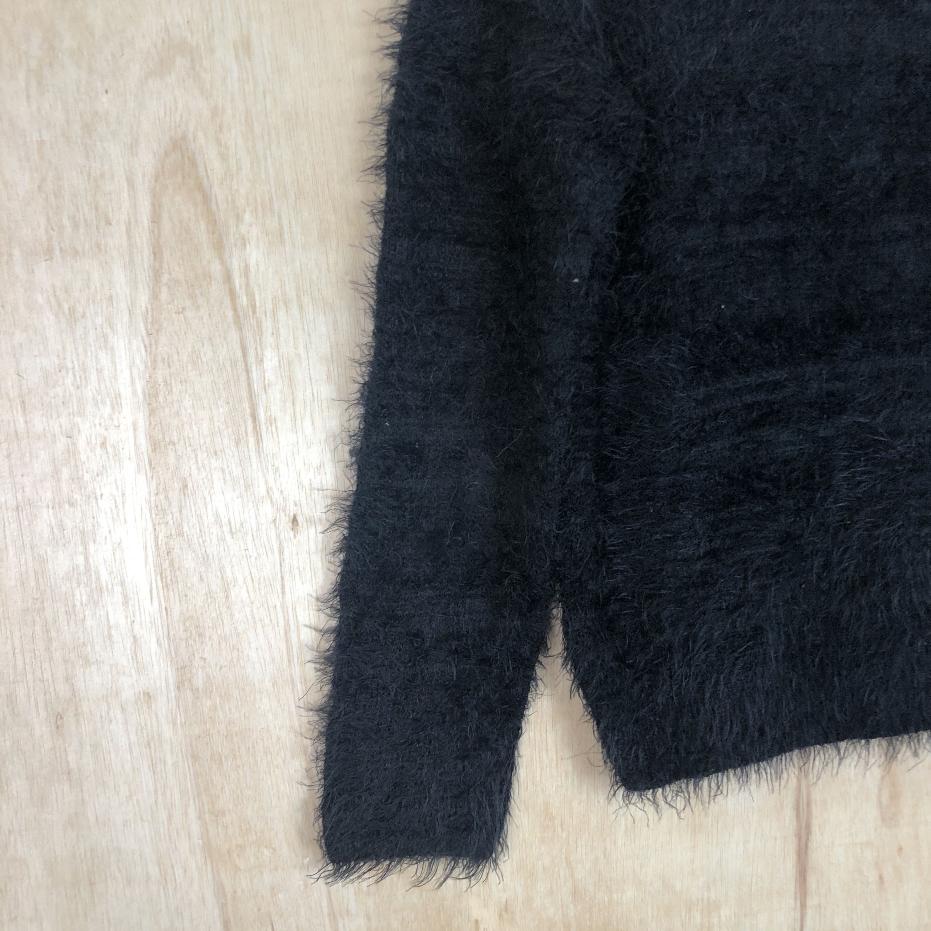 Homespun Knitwear DLL Ac By Alpha Cubic Black shaggy fur mohair Knitwear #c034 Size S / US 4 / IT 40 - 6 Thumbnail