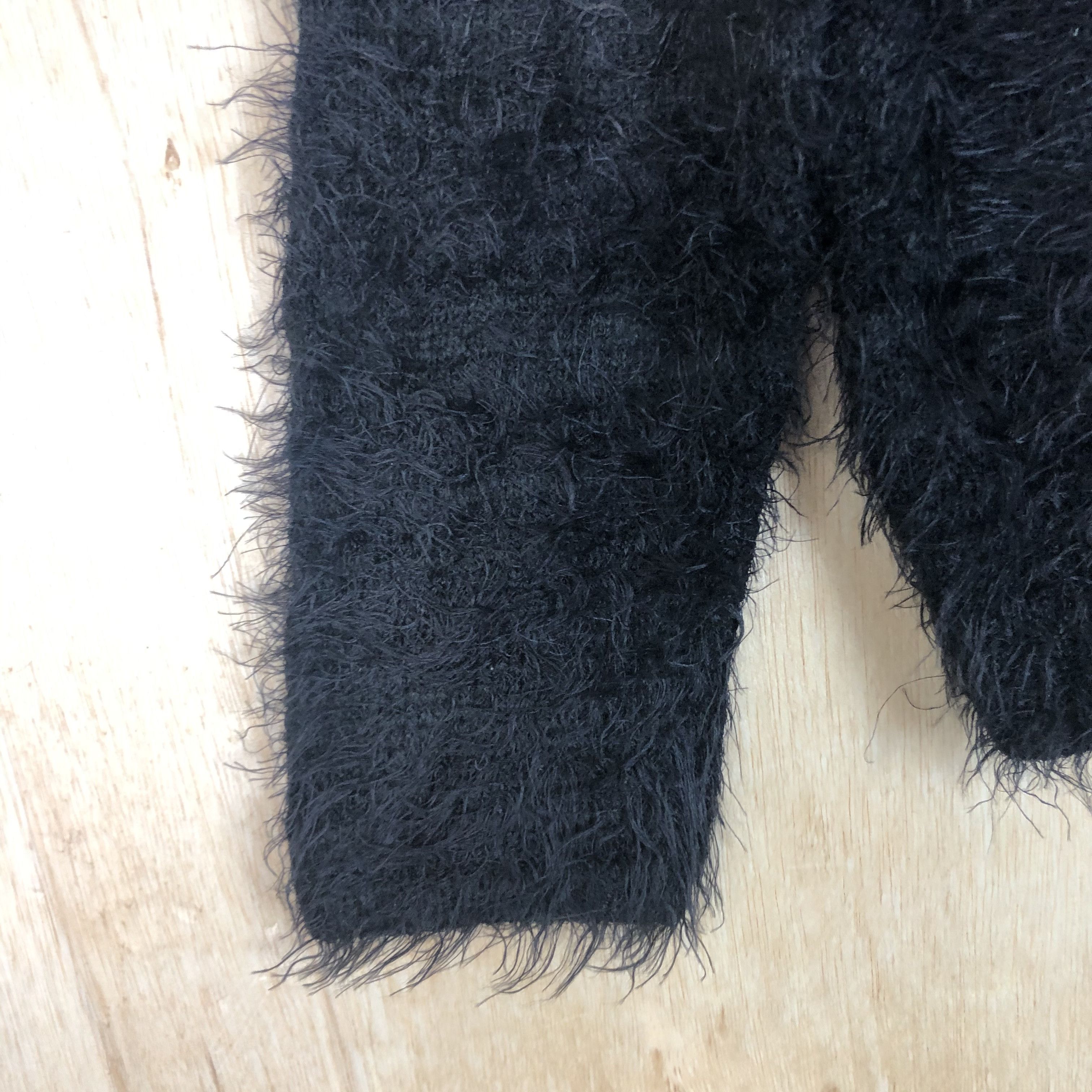 Homespun Knitwear DLL Ac By Alpha Cubic Black shaggy fur mohair Knitwear #c034 Size S / US 4 / IT 40 - 5 Thumbnail