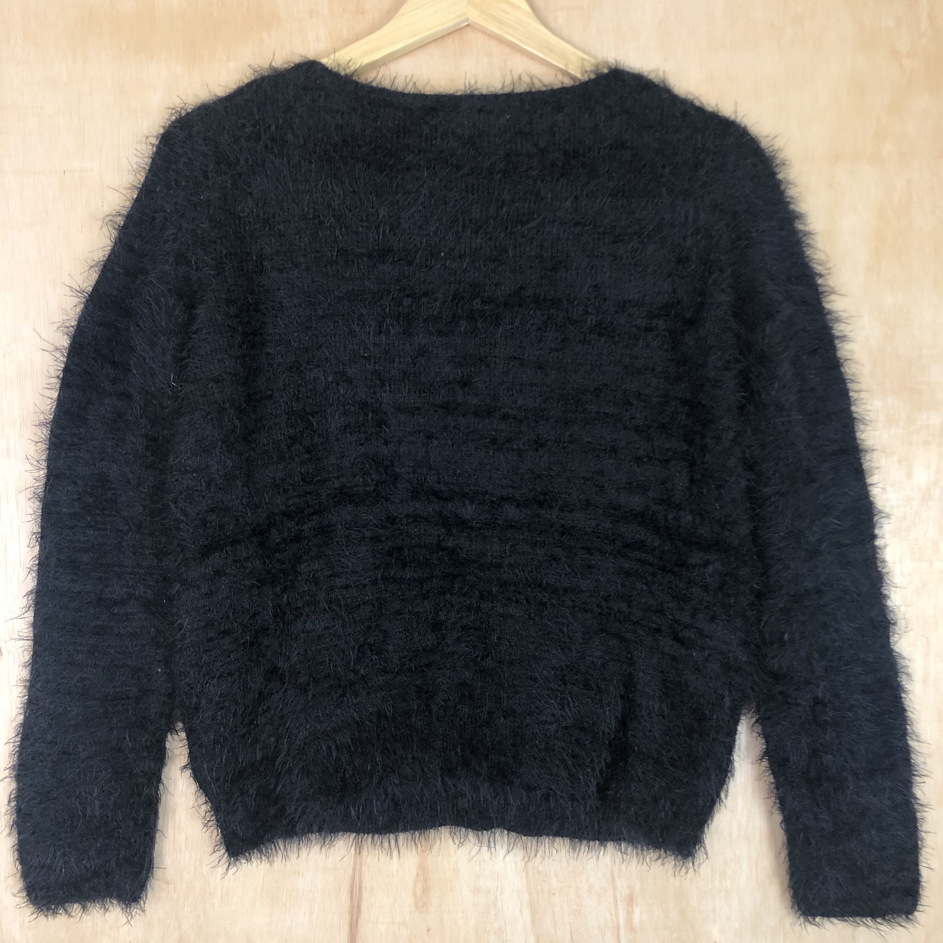 Homespun Knitwear DLL Ac By Alpha Cubic Black shaggy fur mohair Knitwear #c034 Size S / US 4 / IT 40 - 10 Thumbnail