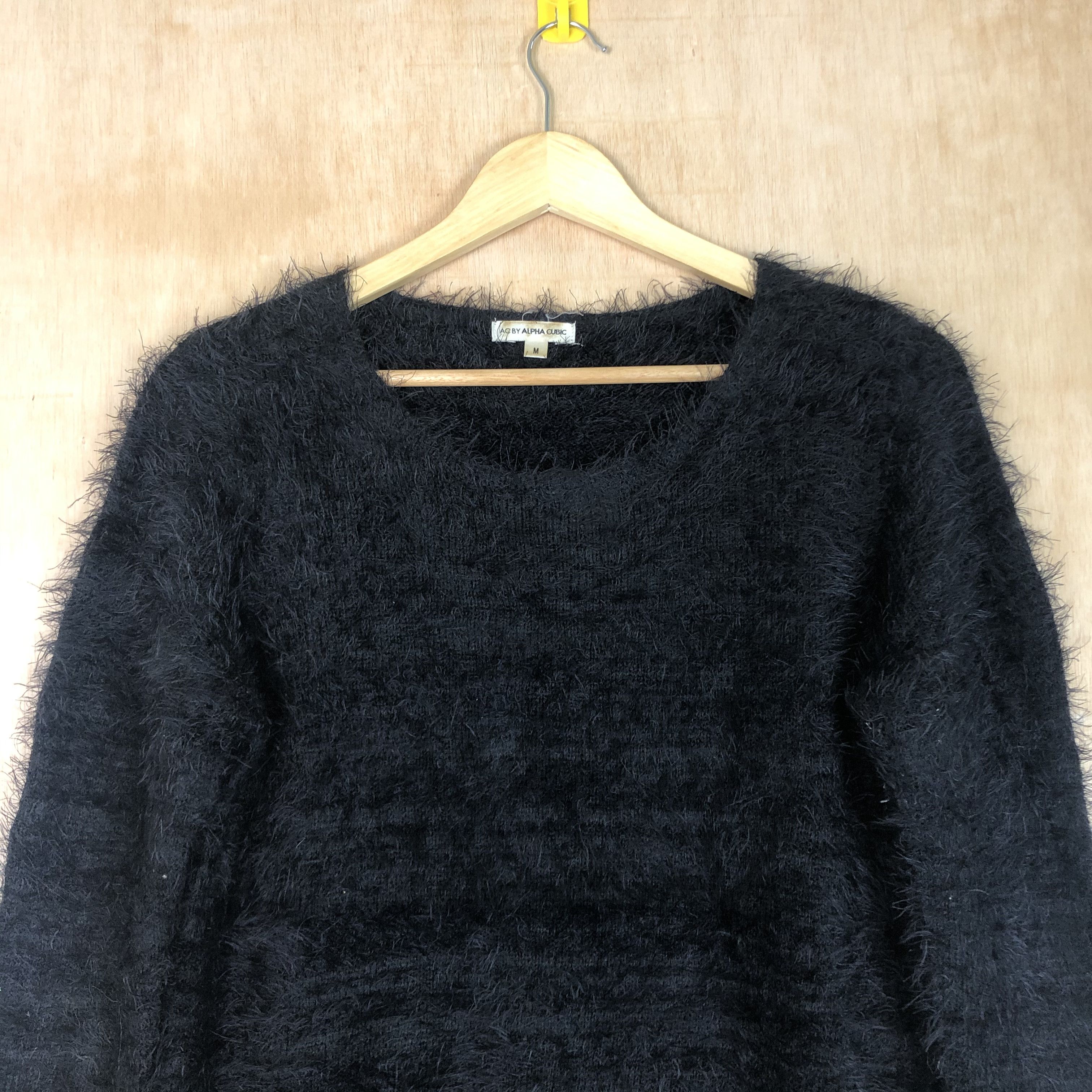Homespun Knitwear DLL Ac By Alpha Cubic Black shaggy fur mohair Knitwear #c034 Size S / US 4 / IT 40 - 13 Thumbnail