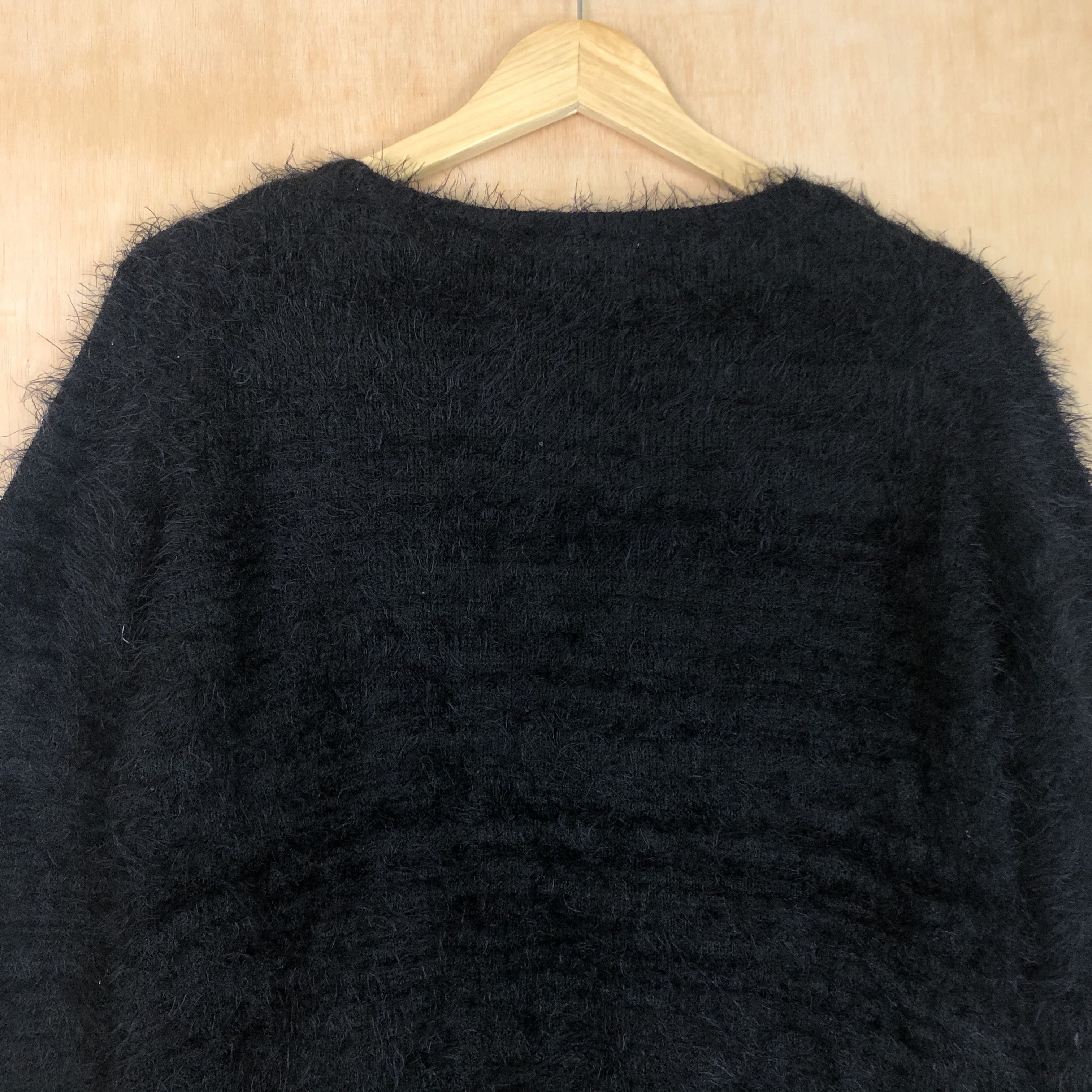 Homespun Knitwear DLL Ac By Alpha Cubic Black shaggy fur mohair Knitwear #c034 Size S / US 4 / IT 40 - 9 Thumbnail