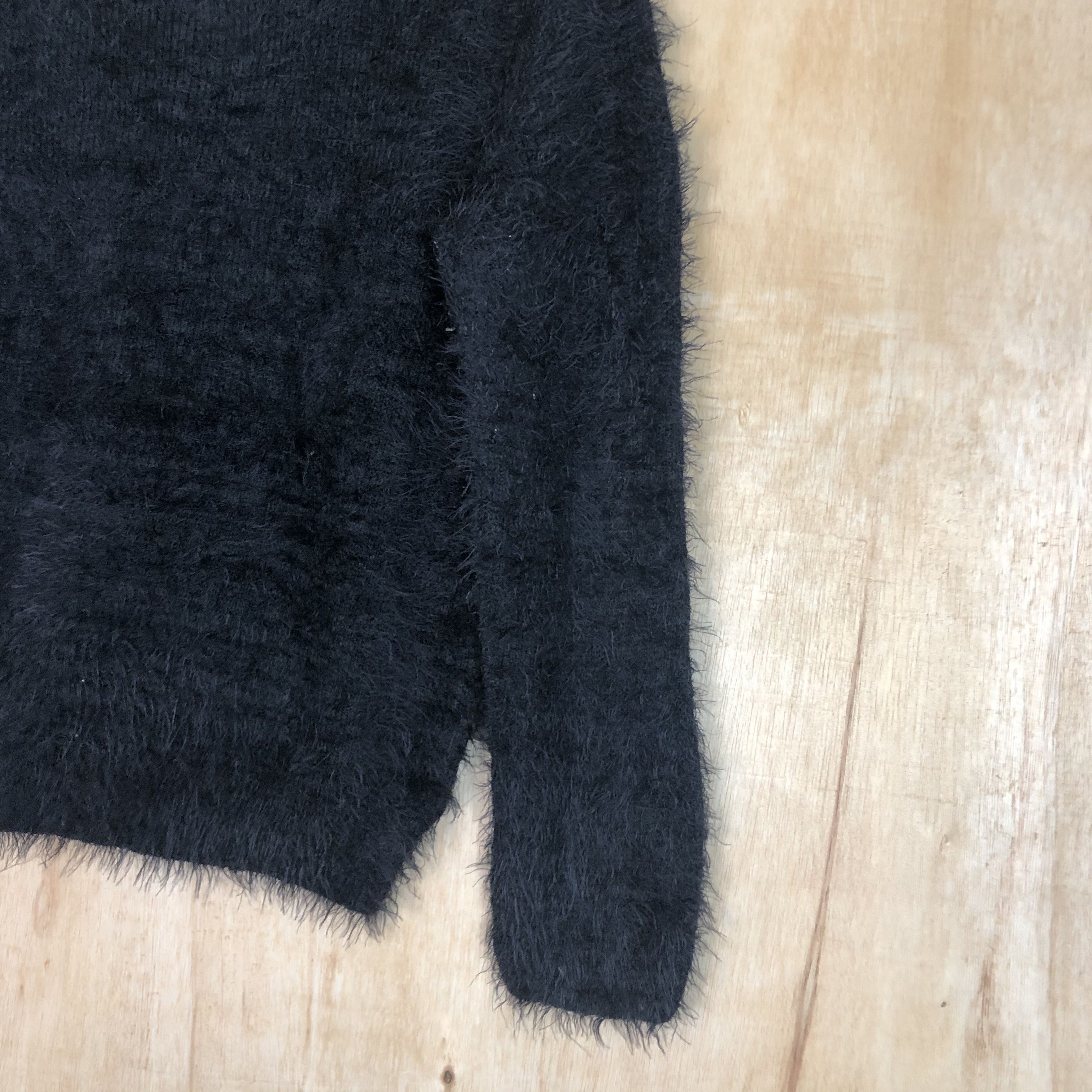 Homespun Knitwear DLL Ac By Alpha Cubic Black shaggy fur mohair Knitwear #c034 Size S / US 4 / IT 40 - 4 Thumbnail