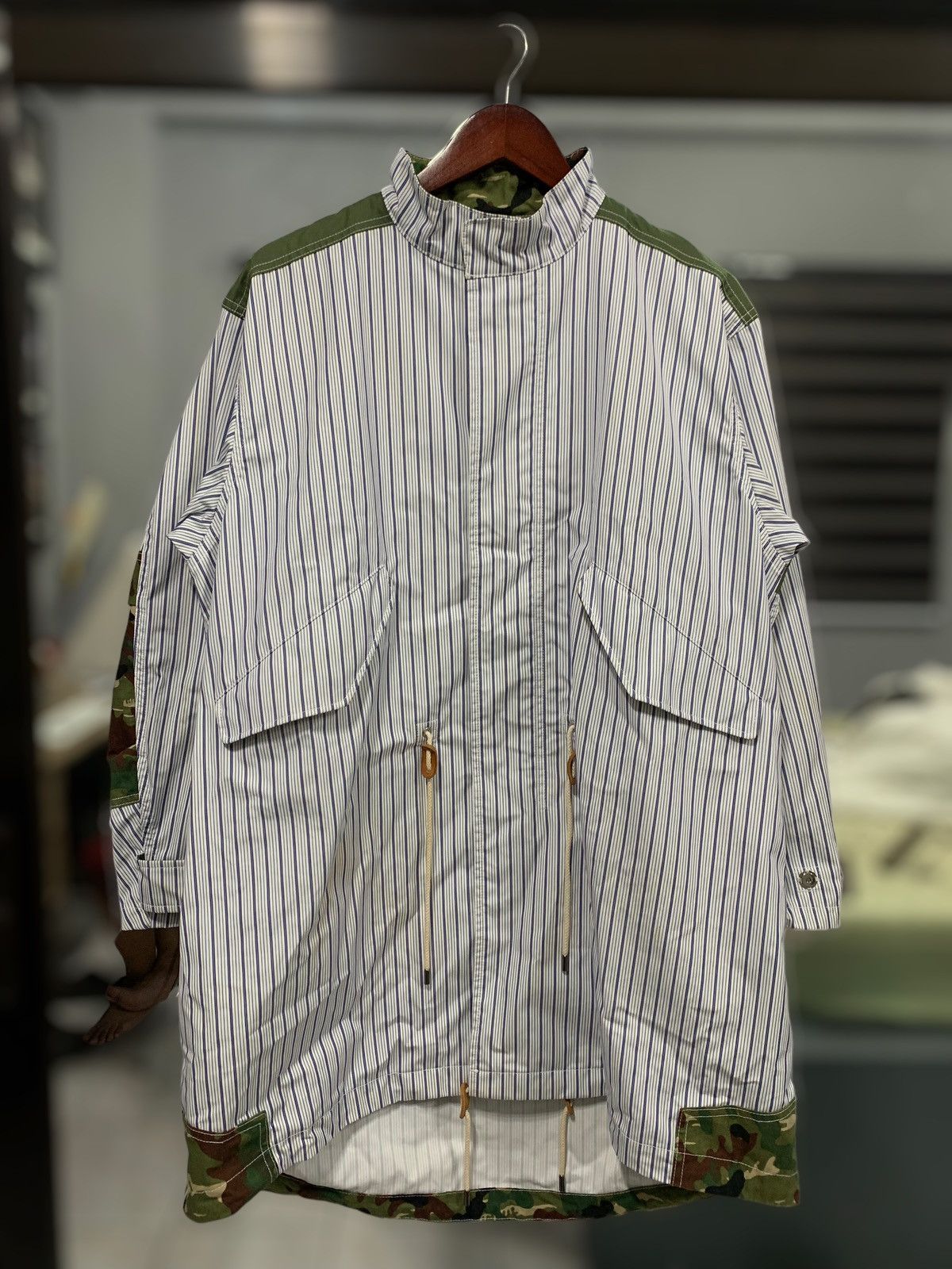 Junya Watanabe RUNWAY SS19 Camouflage - Stripe Paneled Coat Size US XS / EU 42 / 0 - 2 Thumbnail