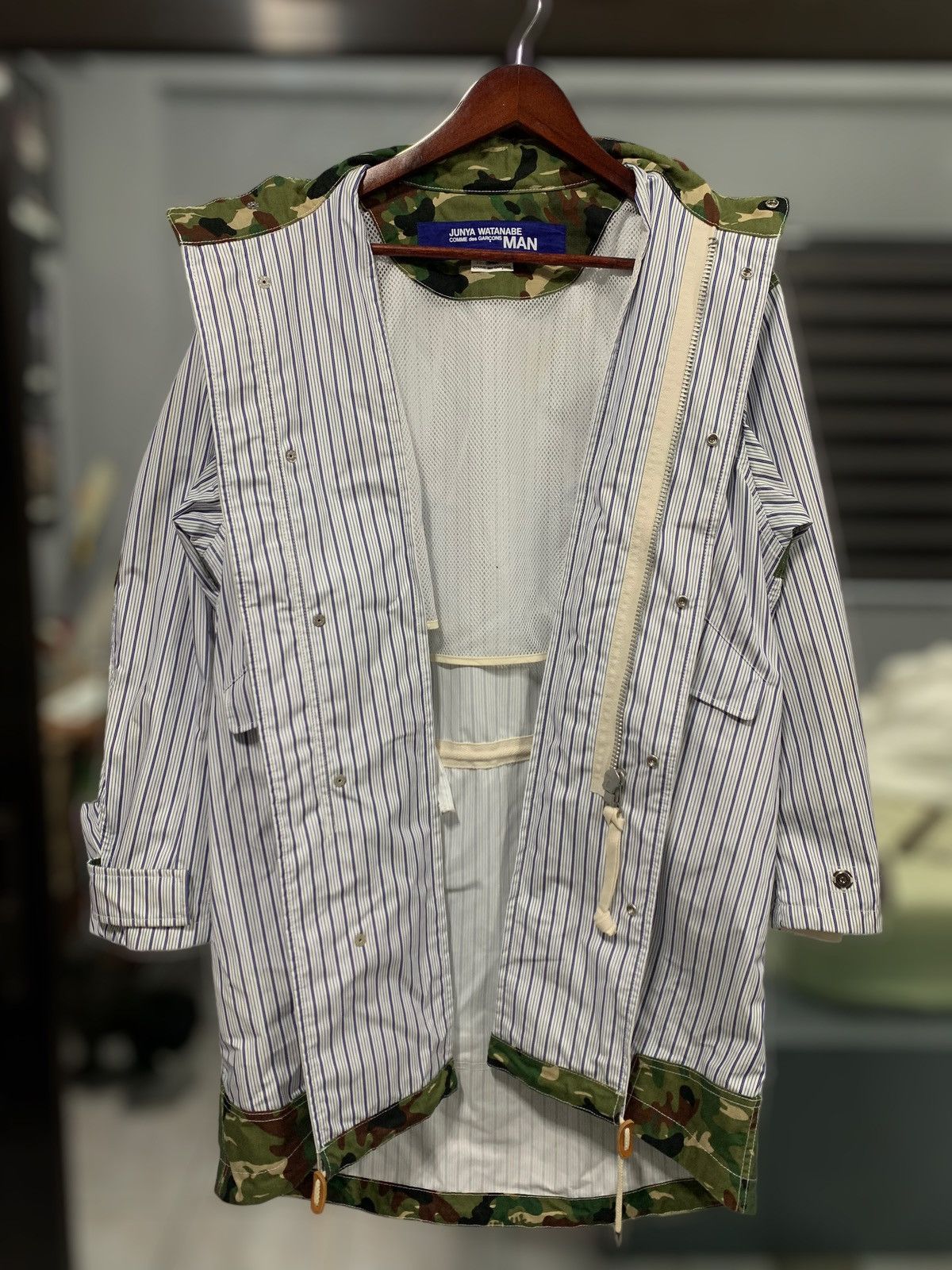 Junya Watanabe RUNWAY SS19 Camouflage - Stripe Paneled Coat Size US XS / EU 42 / 0 - 5 Thumbnail