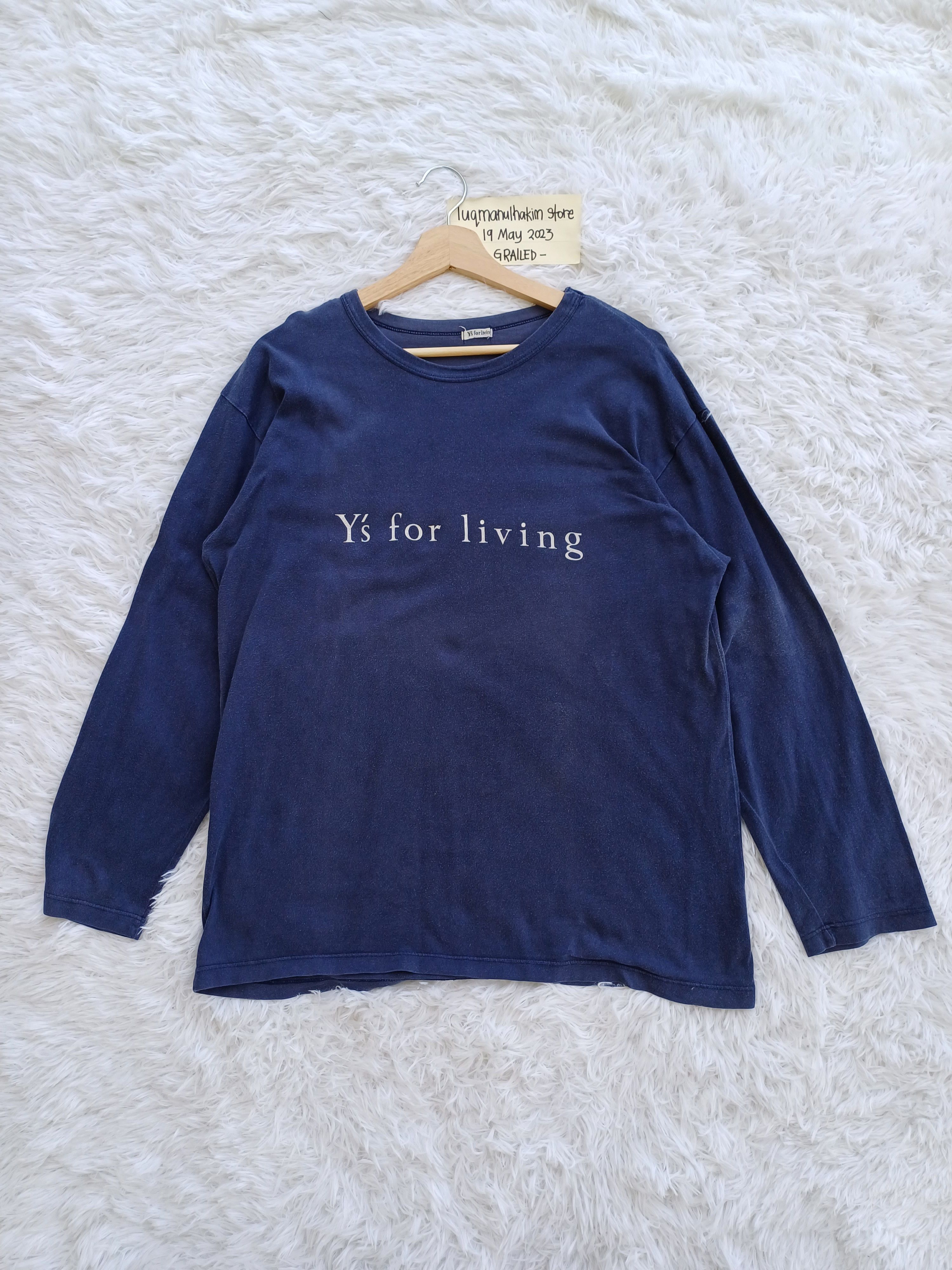 image of Vintage Y’S For Living Yohji Yamamoto Longsleeve Shirt in Blue, Men's (Size Medium)