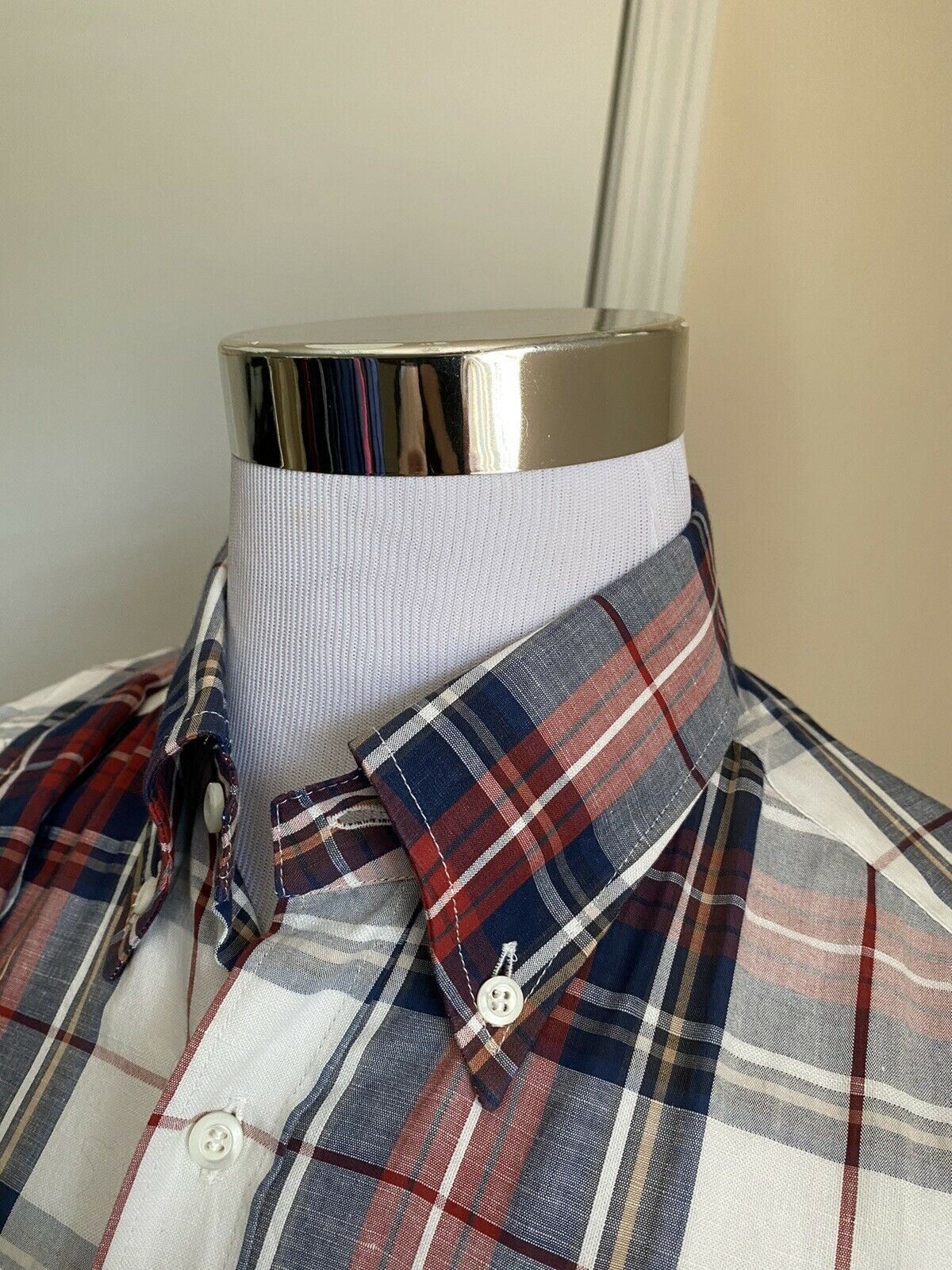 Brunello Cucinelli Shirt in Beige & Navy Size US M / EU 48-50 / 2 - 4 Thumbnail