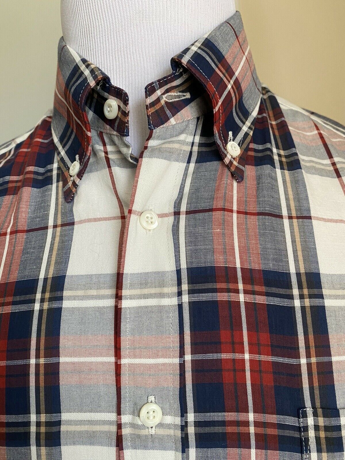 Brunello Cucinelli Shirt in Beige & Navy Size US M / EU 48-50 / 2 - 6 Thumbnail