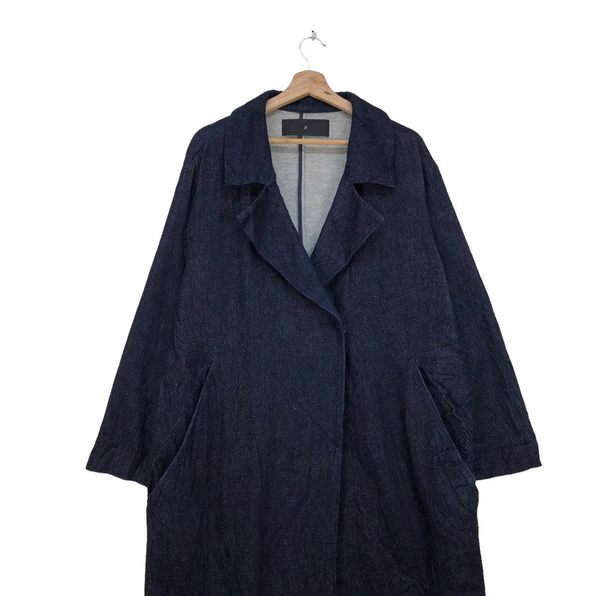 image of 45Rpm x Indigo Farbic From Japan John Bull Overcoat Denim Double Collar in Indigo (Size Medium)