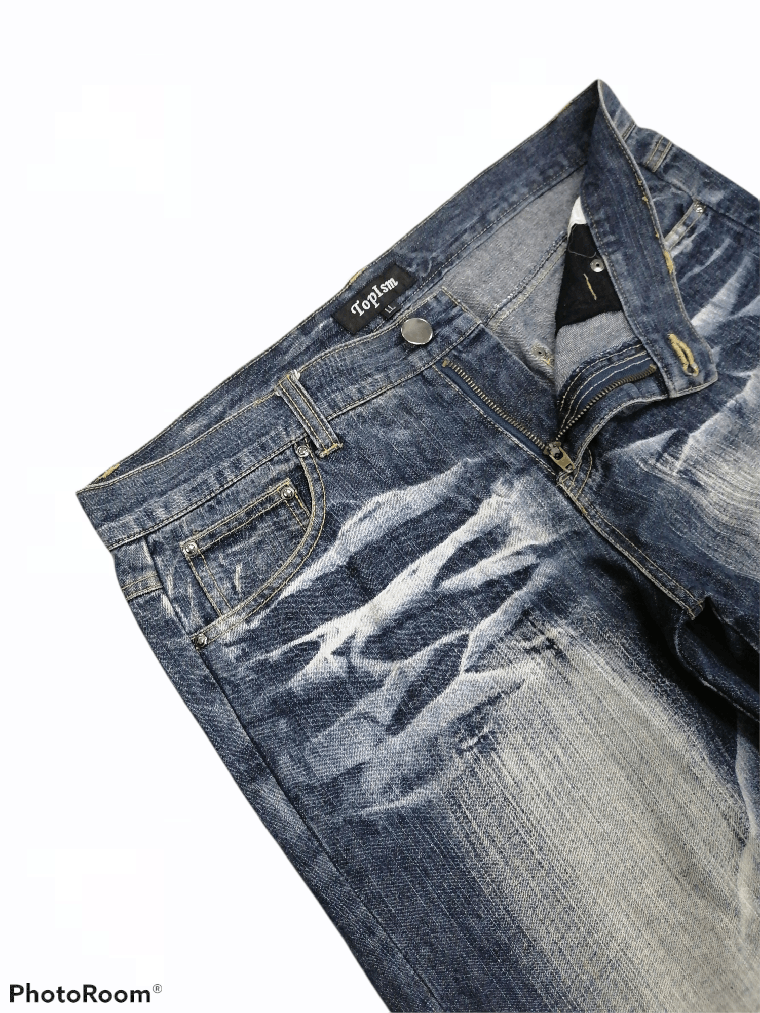 Japanese Brand Flare Jeans Topism Claw Mark Smoke Denim Pants Size US 34 / EU 50 - 2 Thumbnail