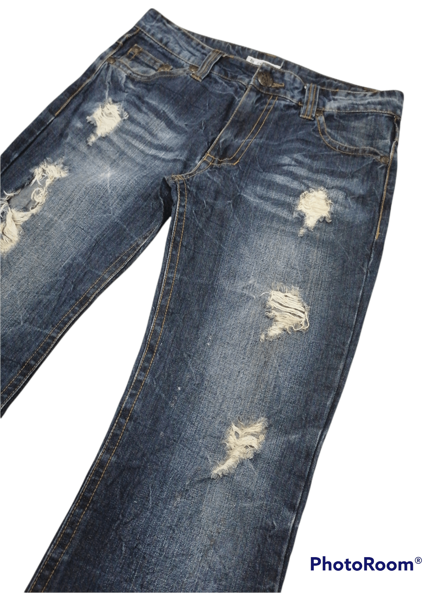 Japanese Brand Flare Sorridere Claw Mark Rip Distressed Denim Pants Size US 31 - 6 Thumbnail