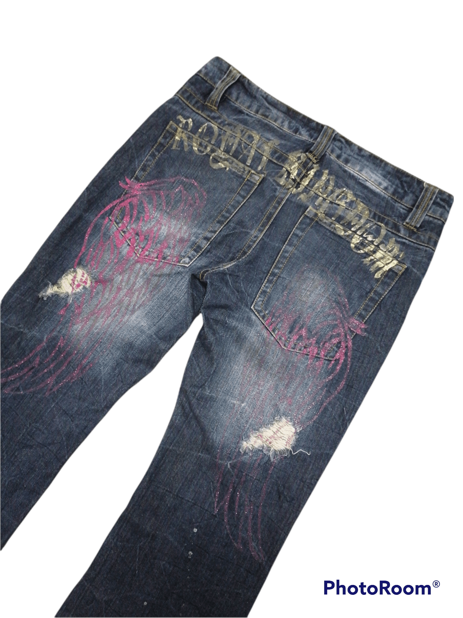 Japanese Brand Flare Sorridere Claw Mark Rip Distressed Denim Pants Size US 31 - 2 Thumbnail