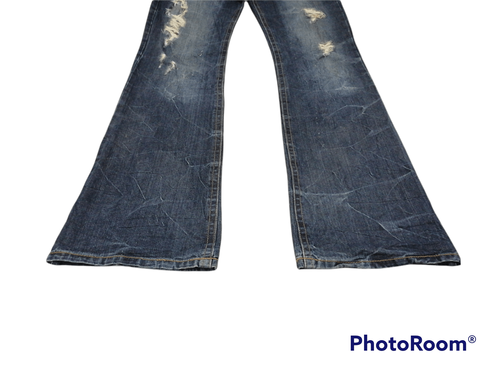 Japanese Brand Flare Sorridere Claw Mark Rip Distressed Denim Pants Size US 31 - 5 Thumbnail