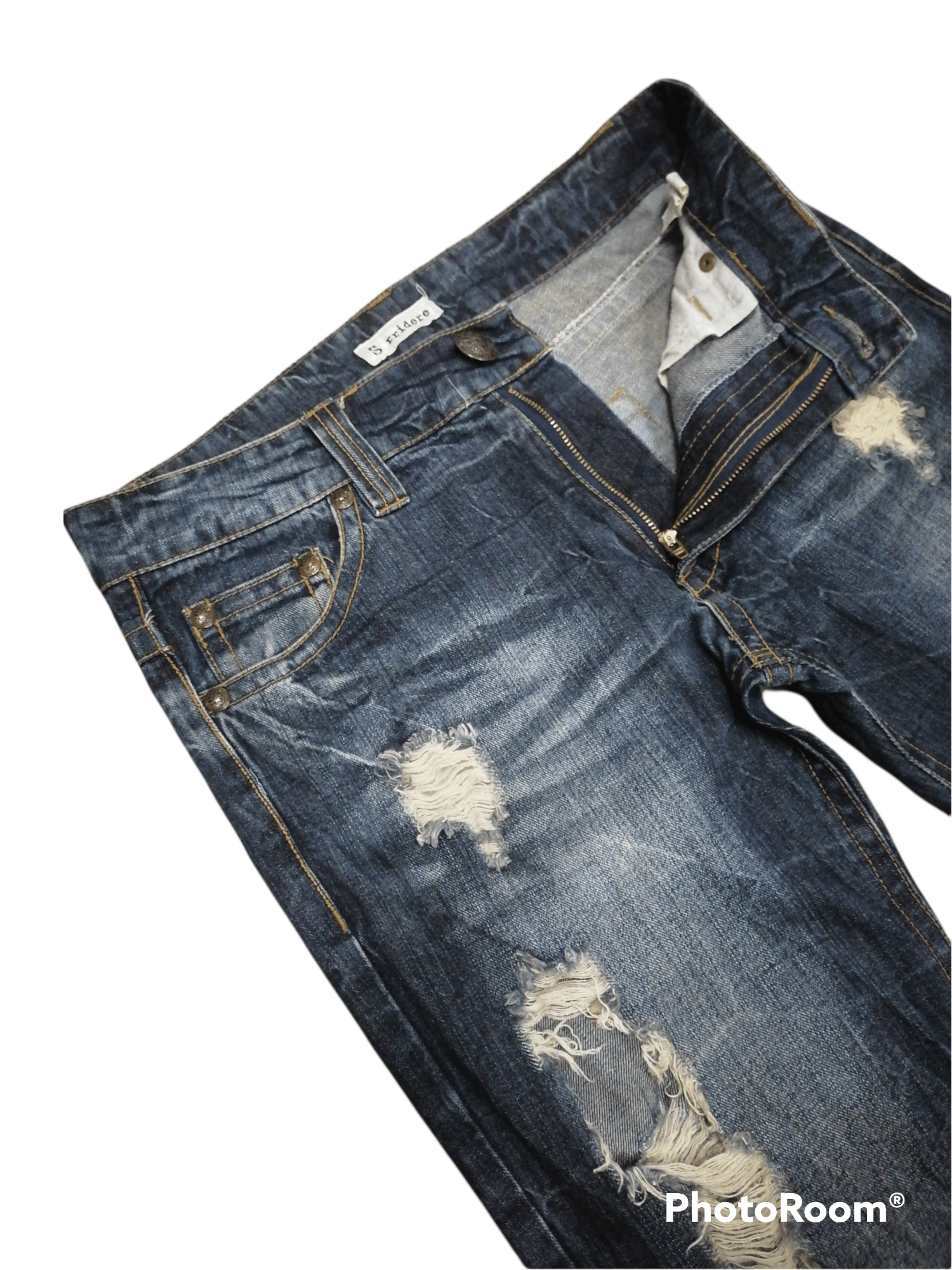 Japanese Brand Flare Sorridere Claw Mark Rip Distressed Denim Pants Size US 31 - 8 Thumbnail