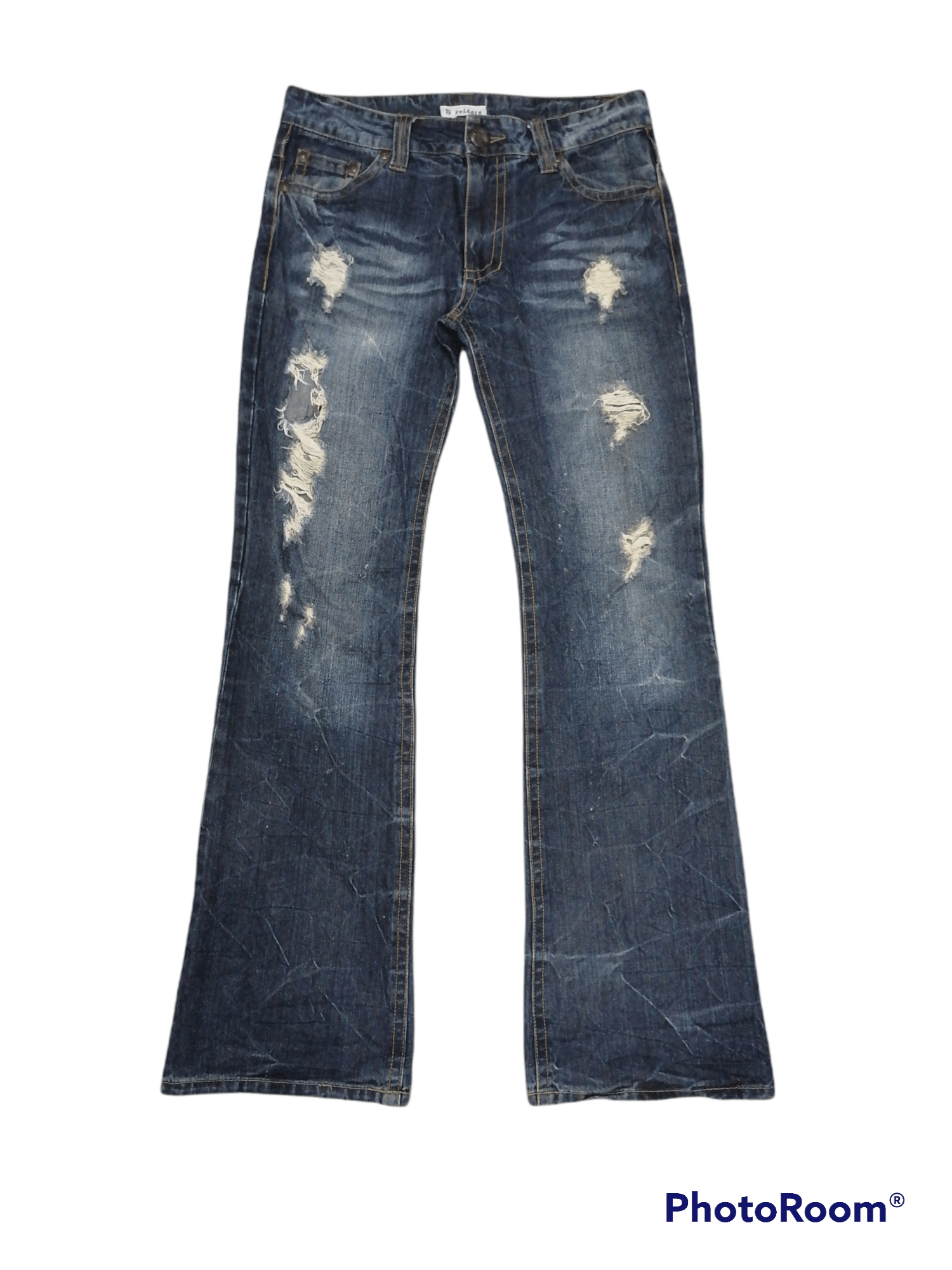 Japanese Brand Flare Sorridere Claw Mark Rip Distressed Denim Pants Size US 31 - 4 Thumbnail