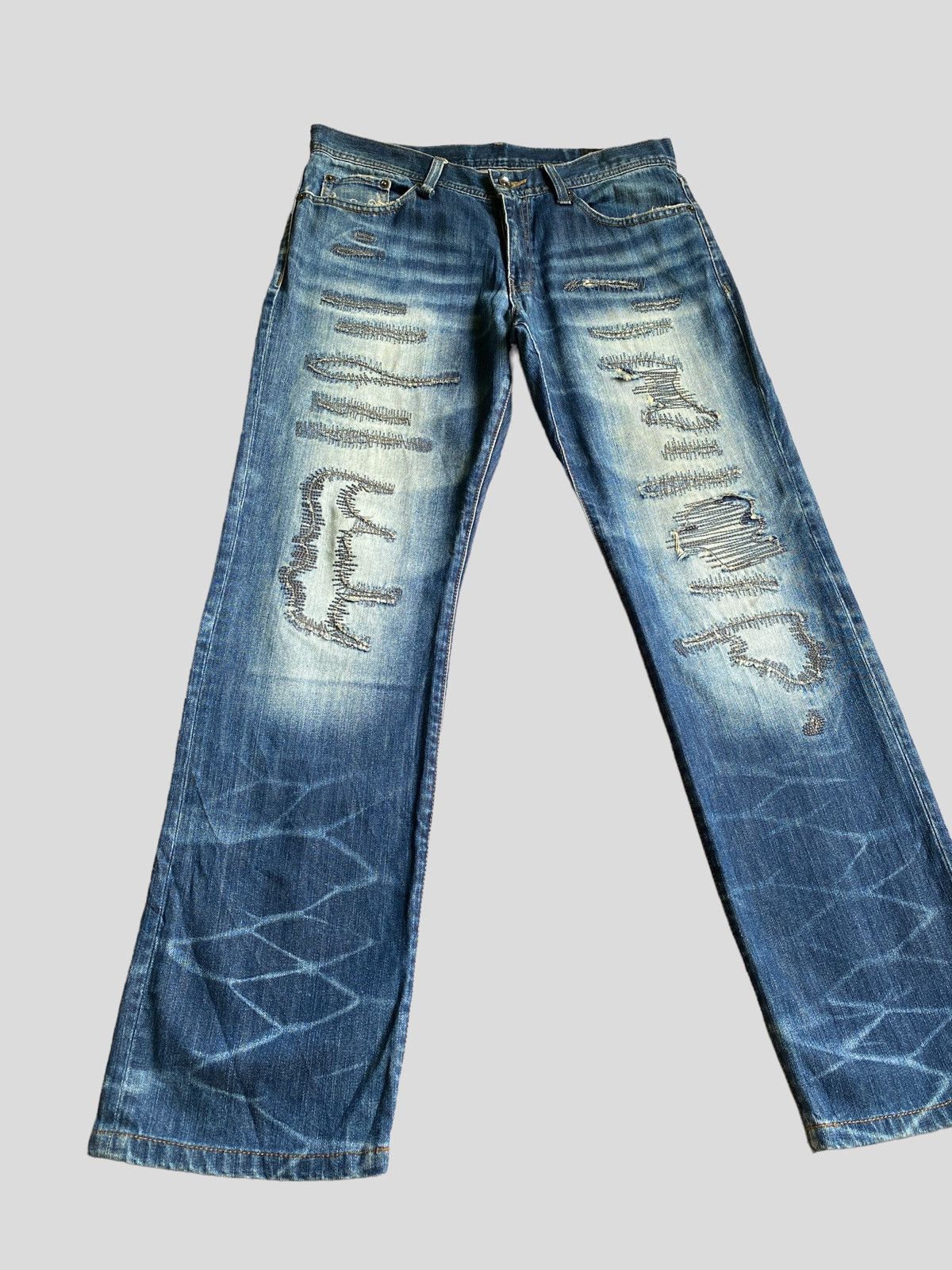 Tornado Mart Vintage SEMANTIC DESIGN Distressed Tornado Mart Style Denim Size US 31 - 1 Thumbnail