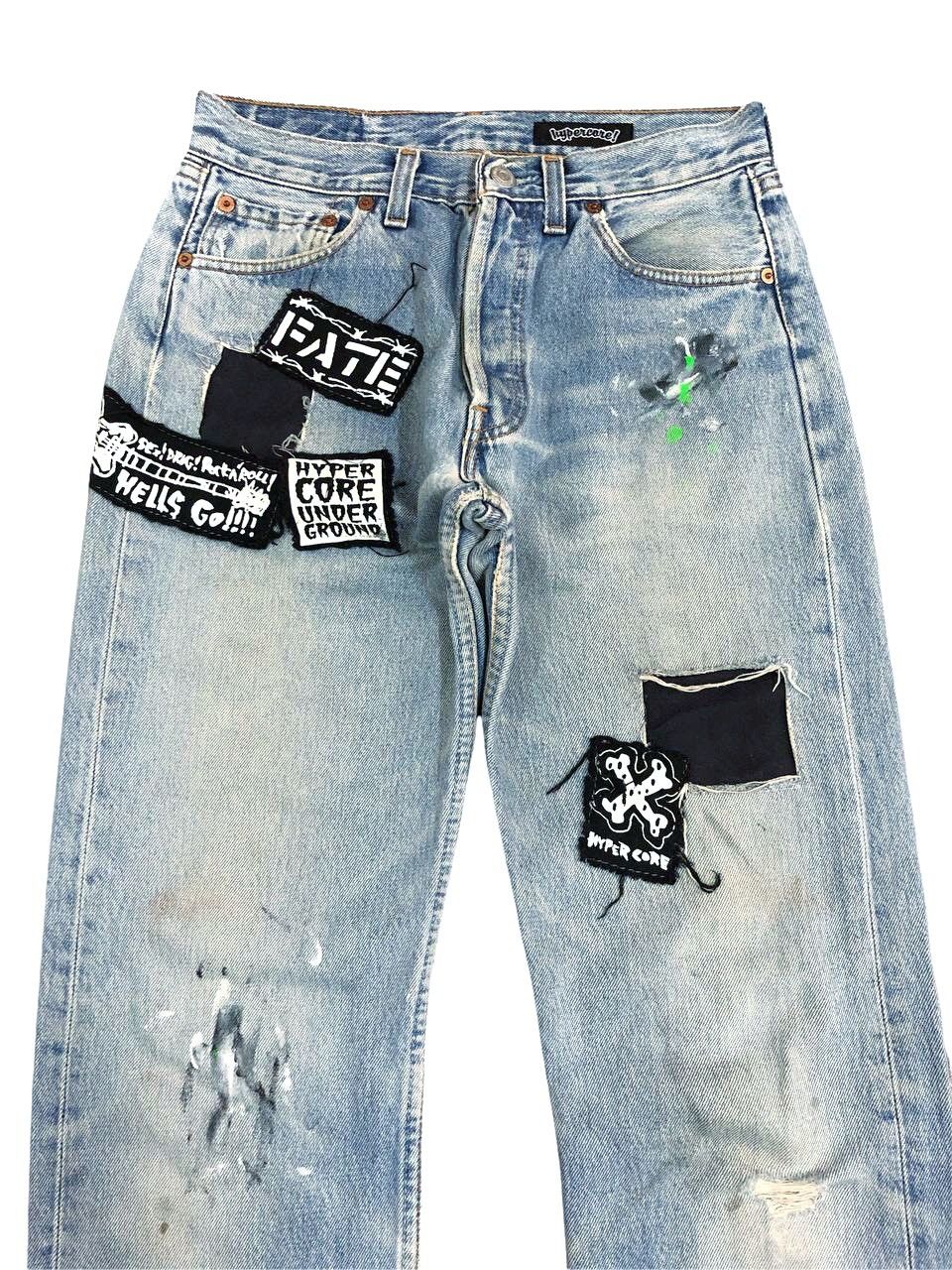 Levi's × Vintage Vintage Levis Distressed Custom Patch Punk Jeans Size US 27 - 3 Thumbnail