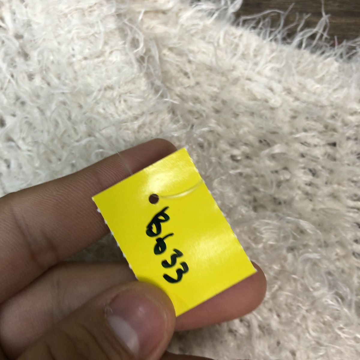Homespun Knitwear × Japanese Brand DL Jeanasis Cream/Black Mohair Shag Shaggy Knitwear #B633 Size L / US 10 / IT 46 - 10 Thumbnail