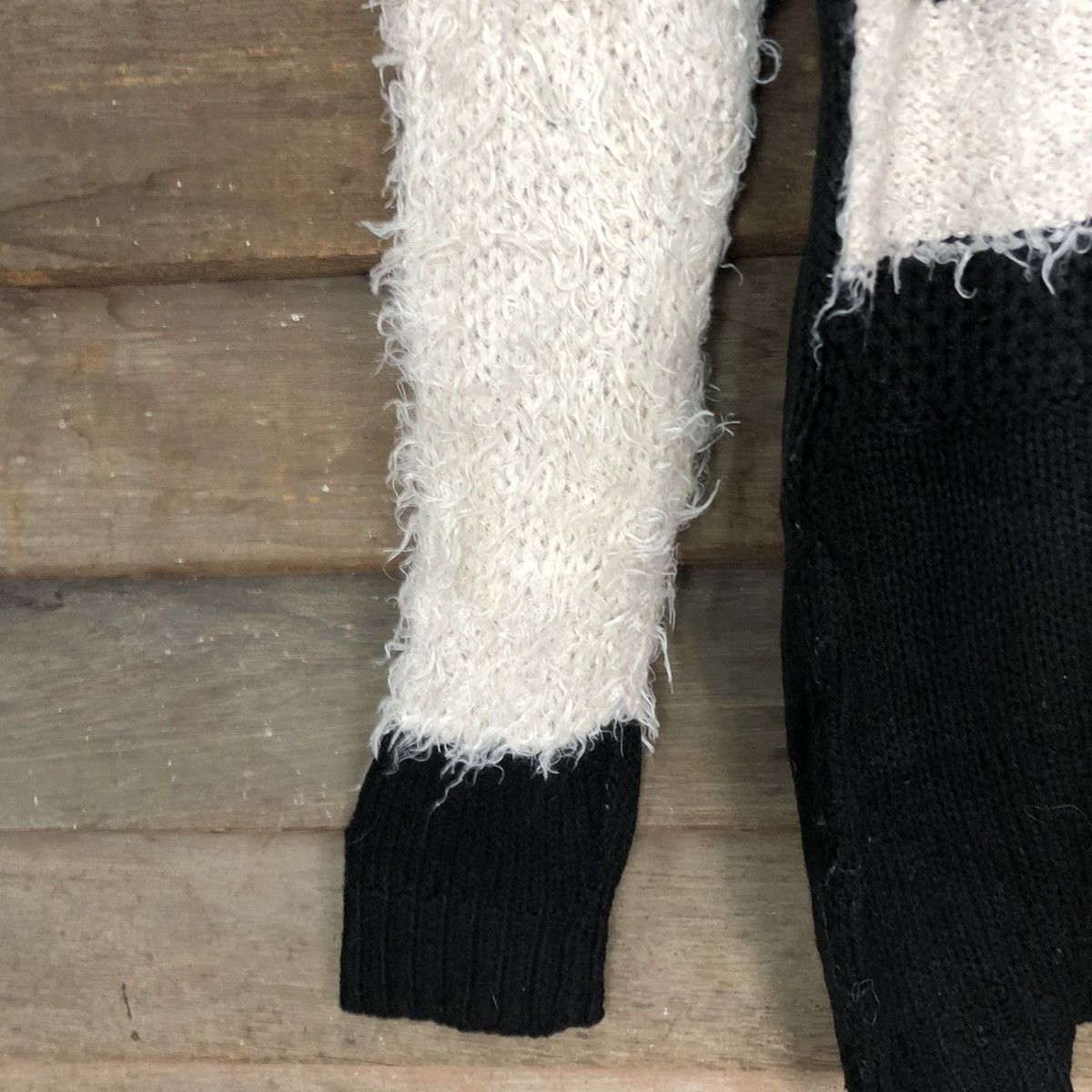 Homespun Knitwear × Japanese Brand DL Jeanasis Cream/Black Mohair Shag Shaggy Knitwear #B633 Size L / US 10 / IT 46 - 6 Thumbnail